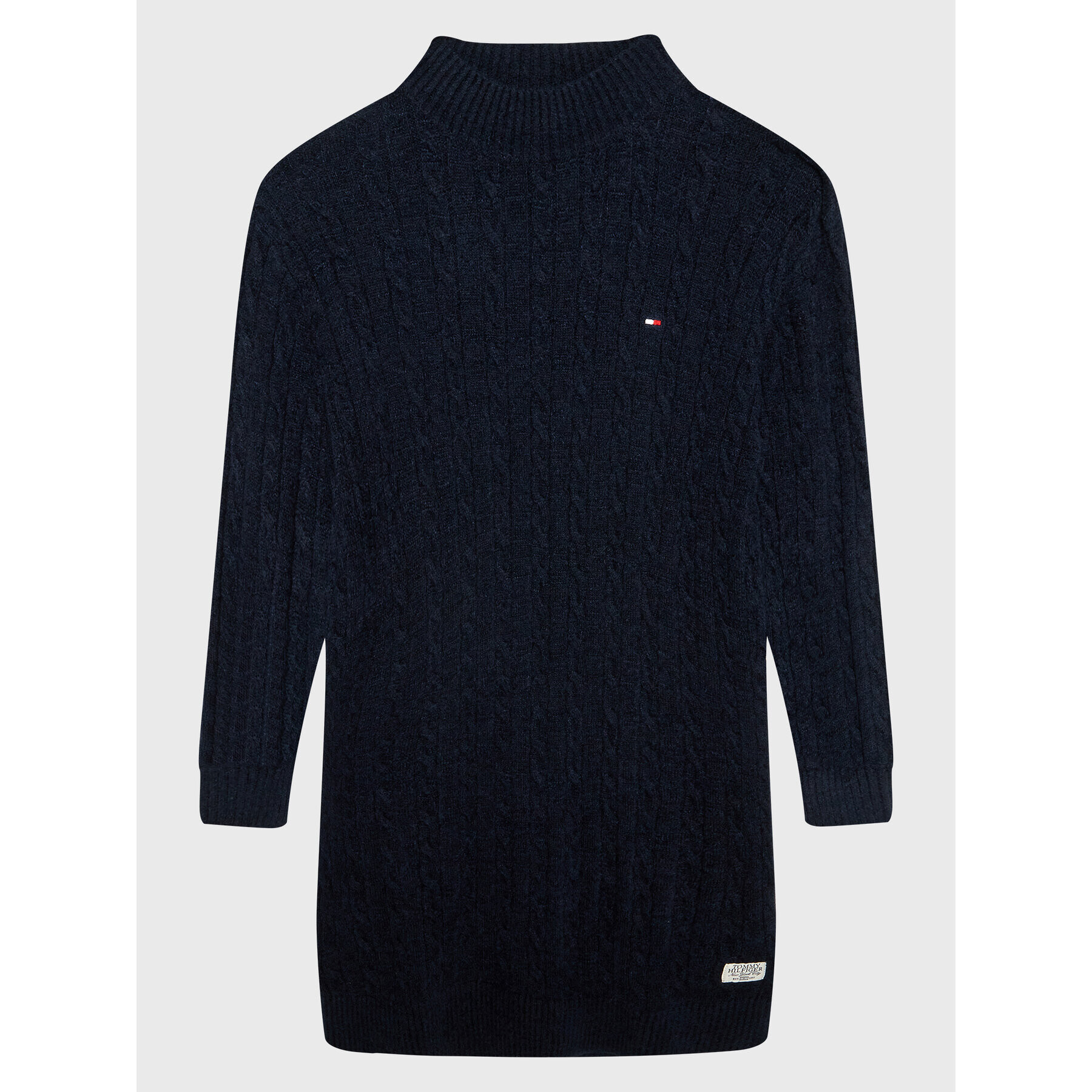 Tommy Hilfiger Rochie tricotată Chenille Cable KG0KG06872 Bleumarin Regular Fit - Pled.ro