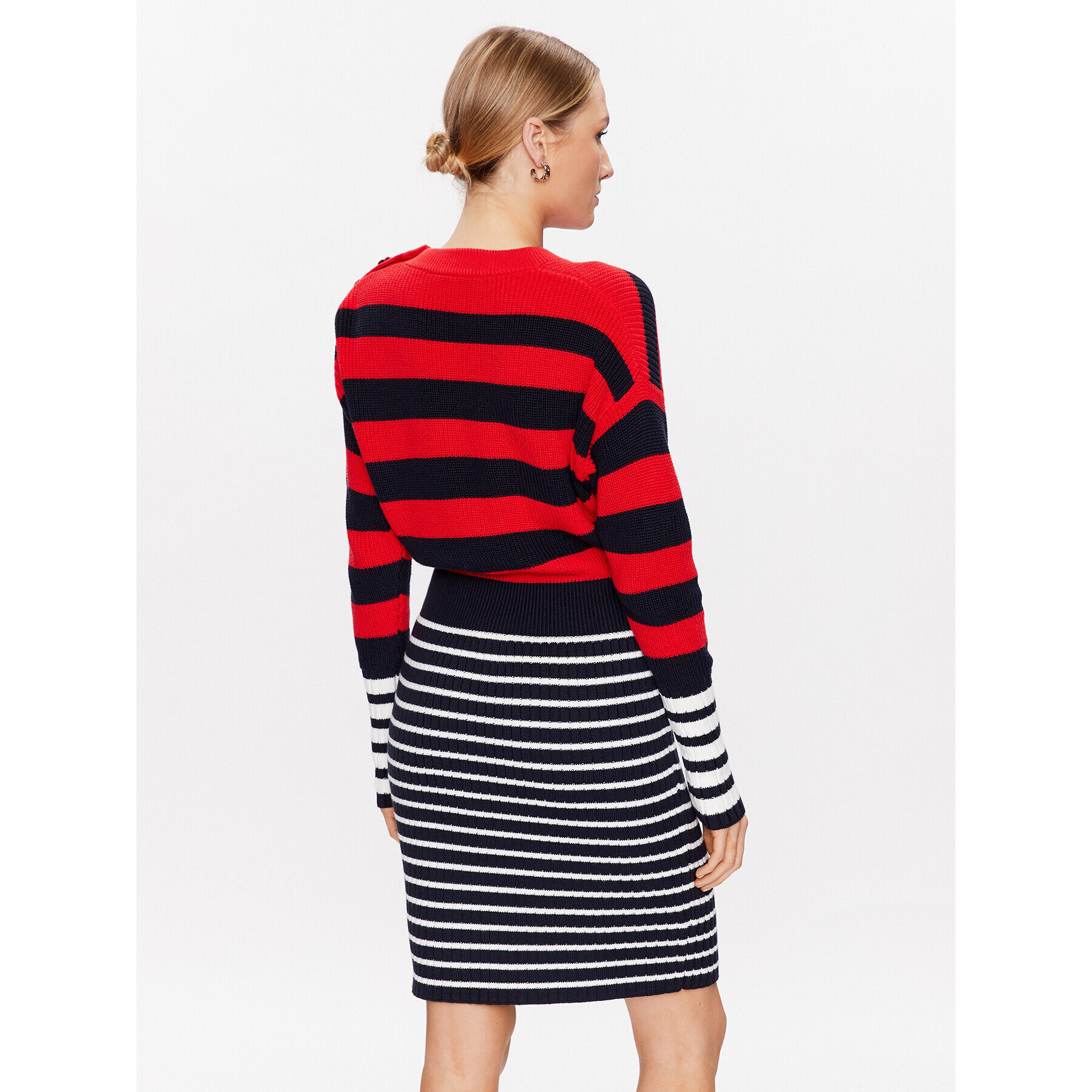 Tommy Hilfiger Rochie tricotată Colorblock Stripe WW0WW37949 Colorat Relaxed Fit - Pled.ro