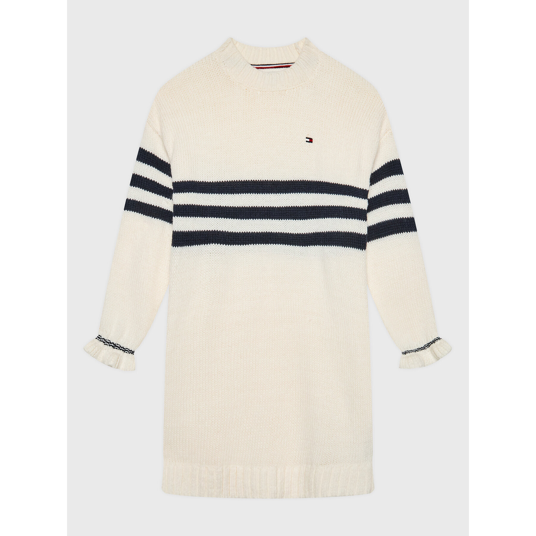 Tommy Hilfiger Rochie tricotată Prep Stripe KG0KG06883 D Écru Relaxed Fit - Pled.ro