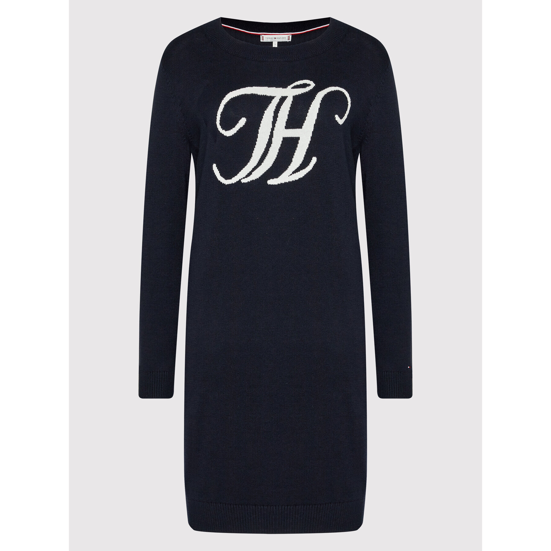 Tommy Hilfiger Rochie tricotată Graphic WW0WW34732 Bleumarin Regular Fit - Pled.ro