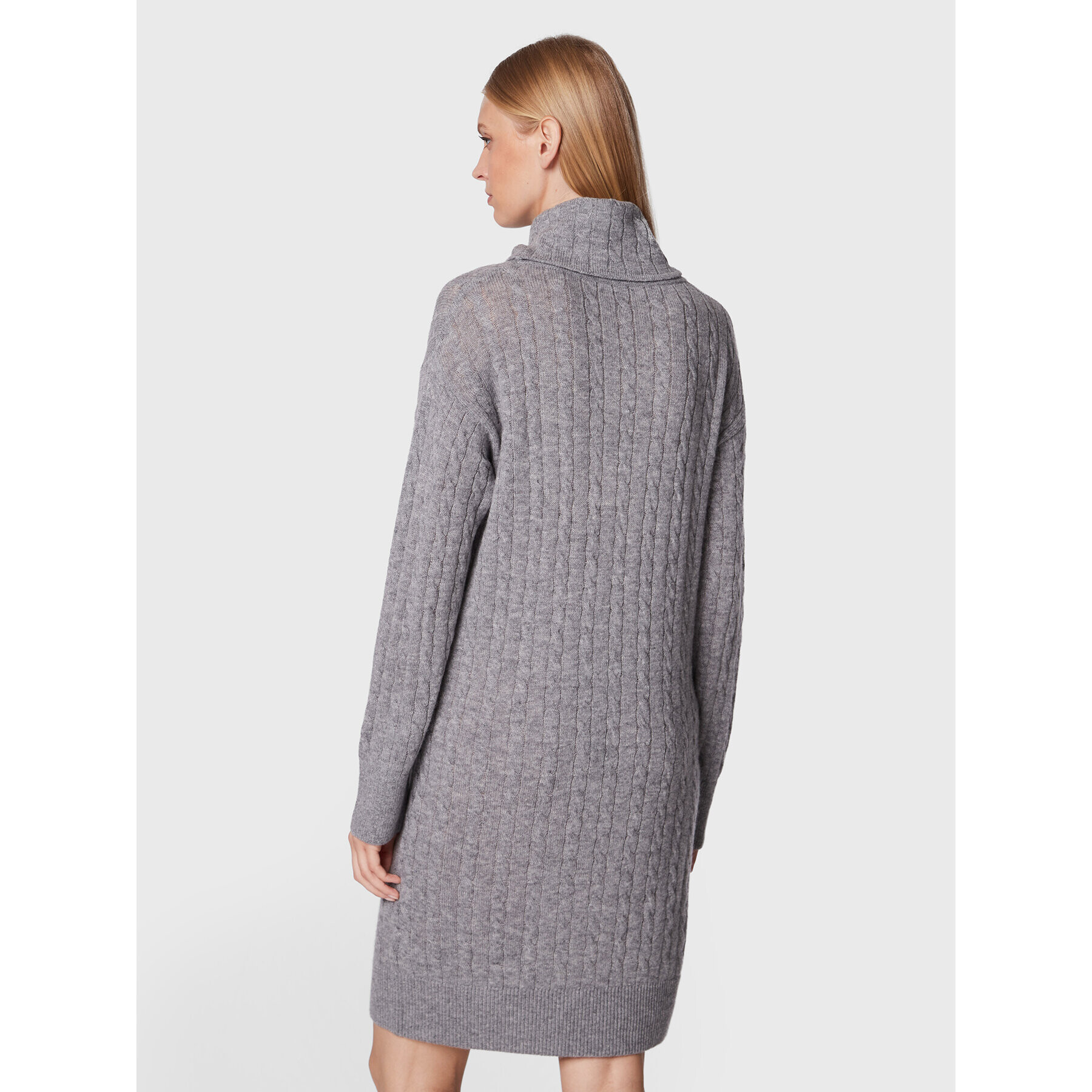 Tommy Hilfiger Rochie tricotată Softwool Cable WW0WW36805 Gri Relaxed Fit - Pled.ro