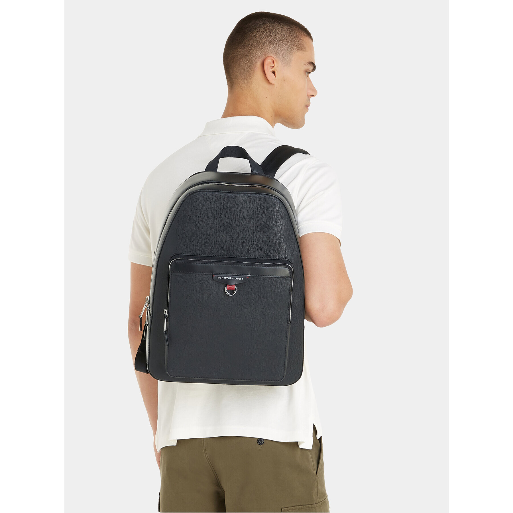 Tommy Hilfiger Rucsac Th Structured Leather Backpack AM0AM11561 Negru - Pled.ro