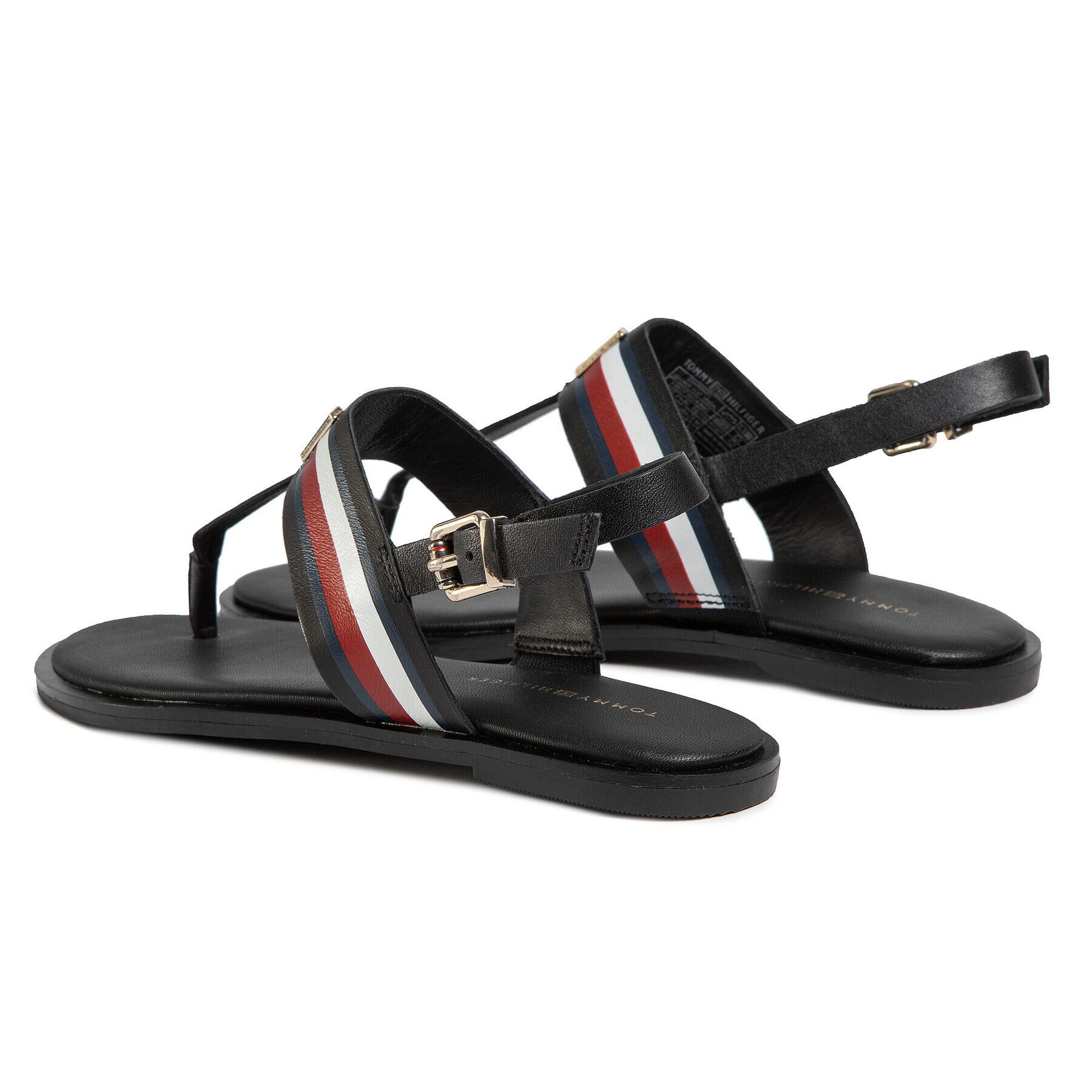 Tommy Hilfiger Sandale Corporate Letaher Fat Sandal FW0FW04840 Negru - Pled.ro