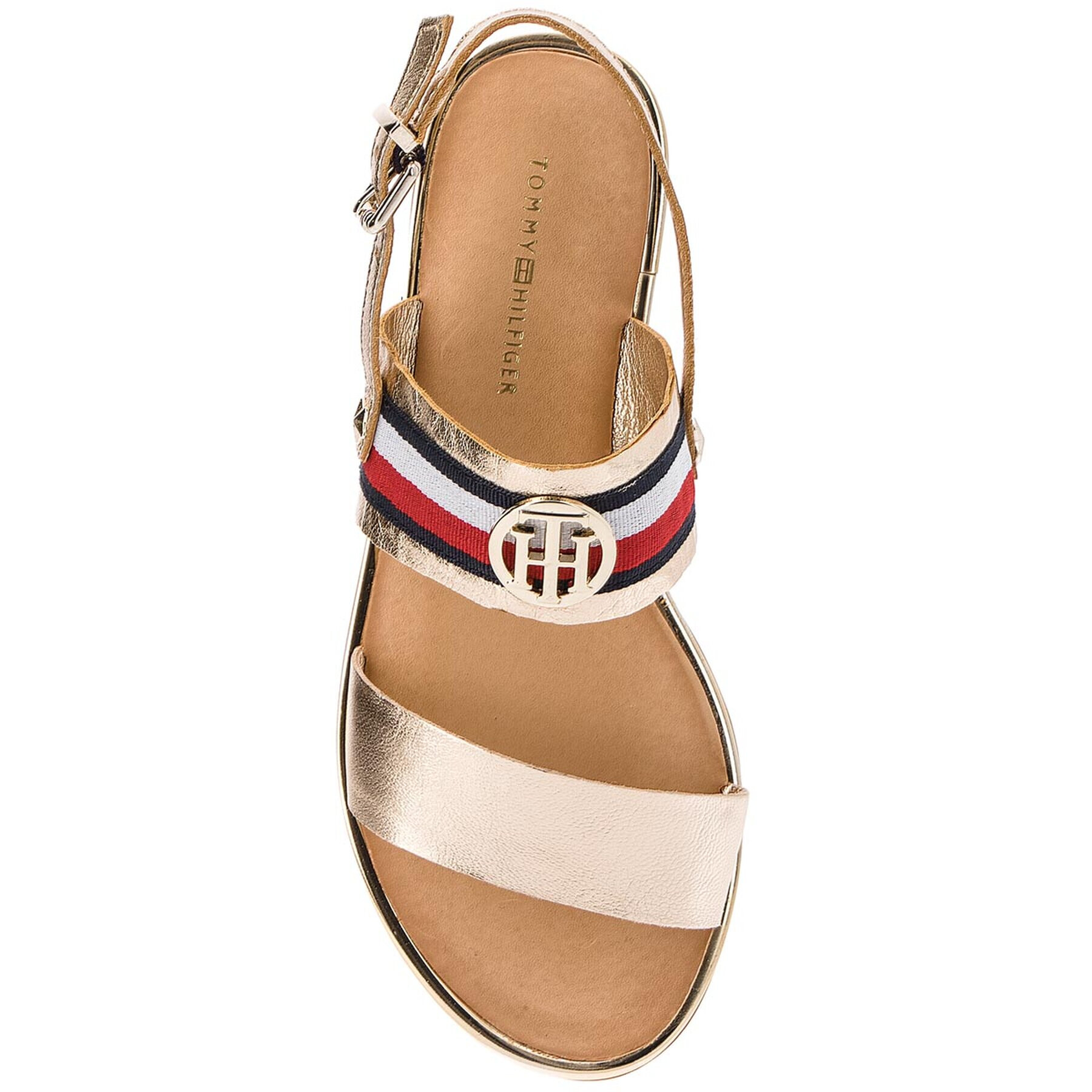 Tommy Hilfiger Sandale Corporate Ribbon Flat Sandal Met FW0FW02837 Auriu - Pled.ro