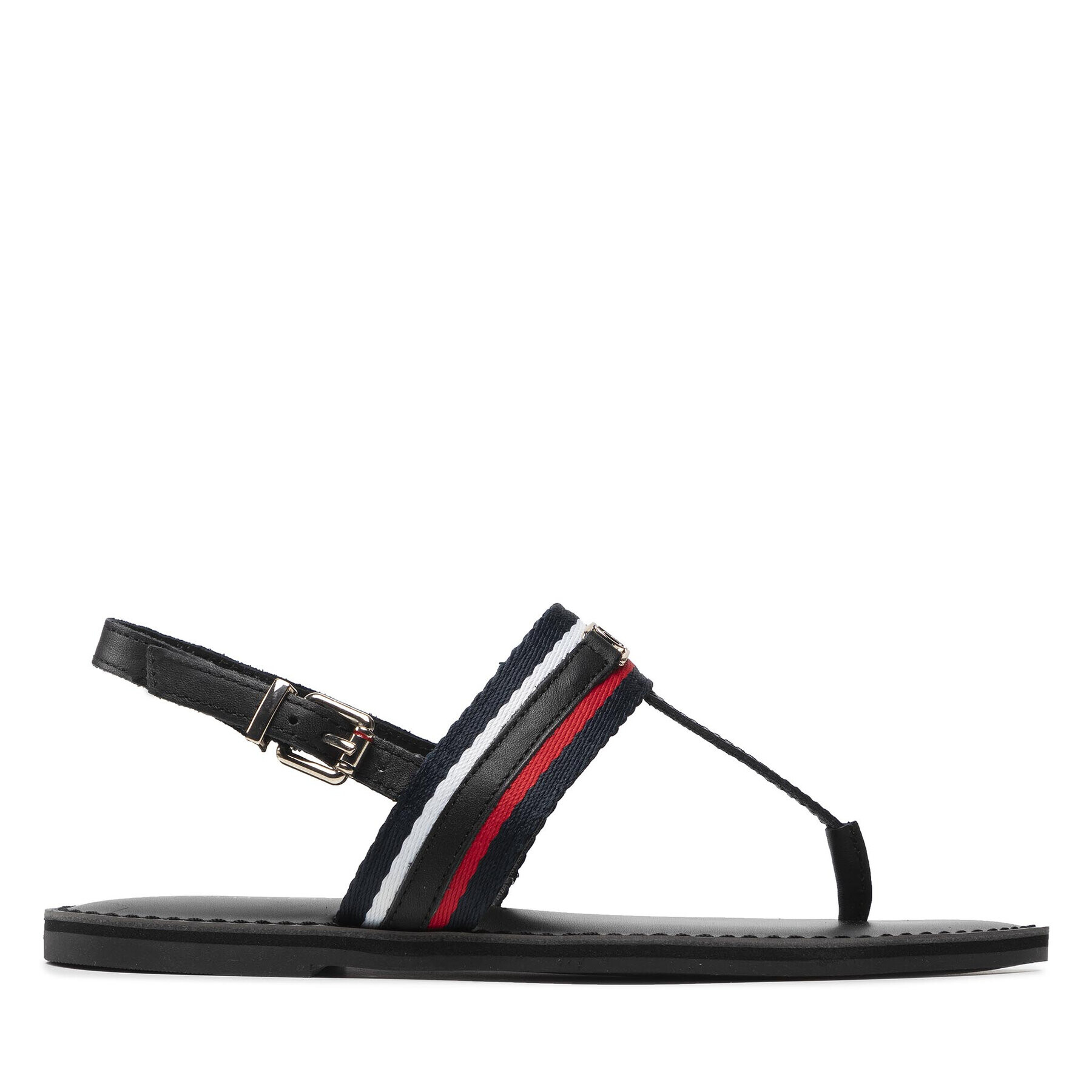 Tommy Hilfiger Sandale Corporate Th Webbing Flat Sandal FW0FW06543 Negru - Pled.ro