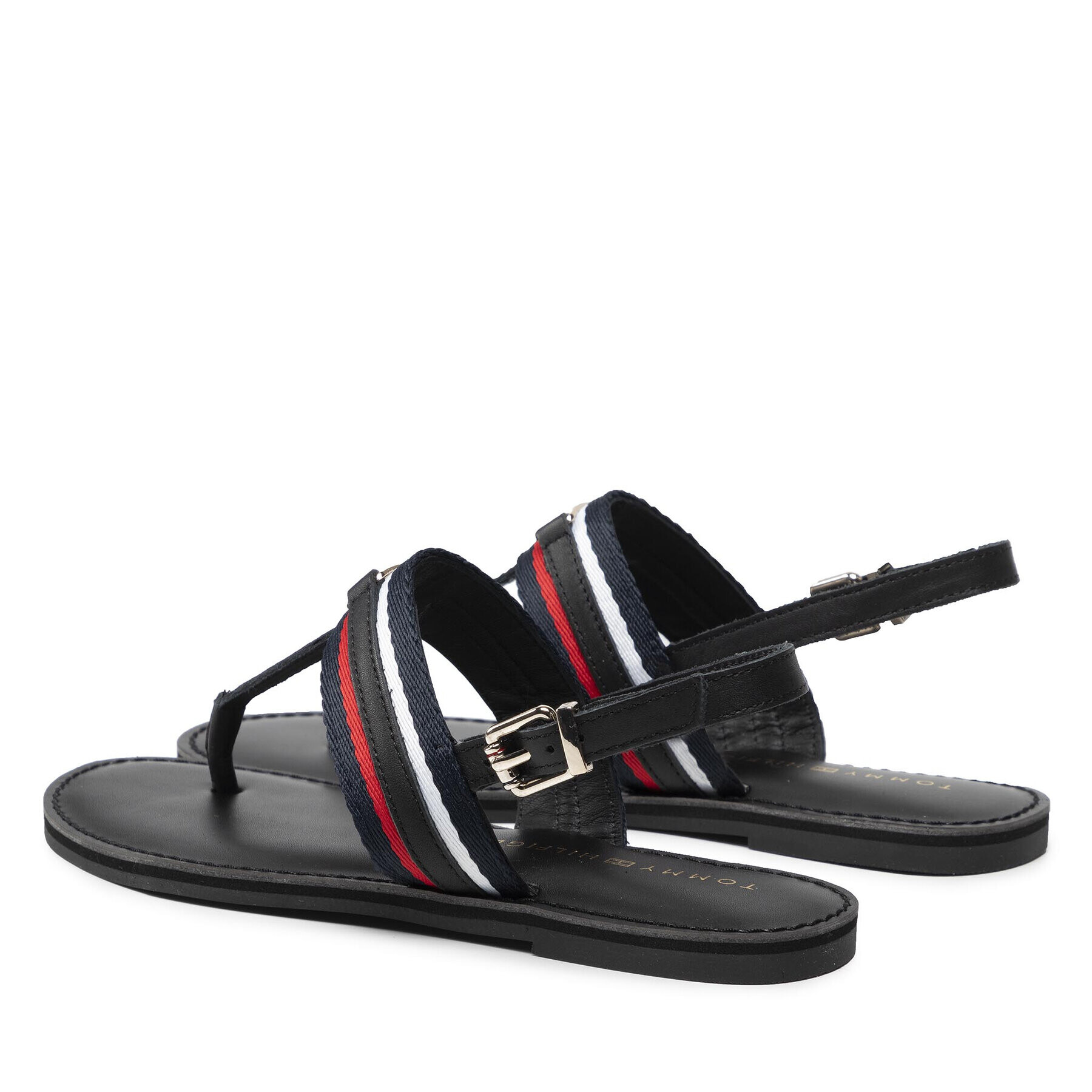 Tommy Hilfiger Sandale Corporate Th Webbing Flat Sandal FW0FW06543 Negru - Pled.ro