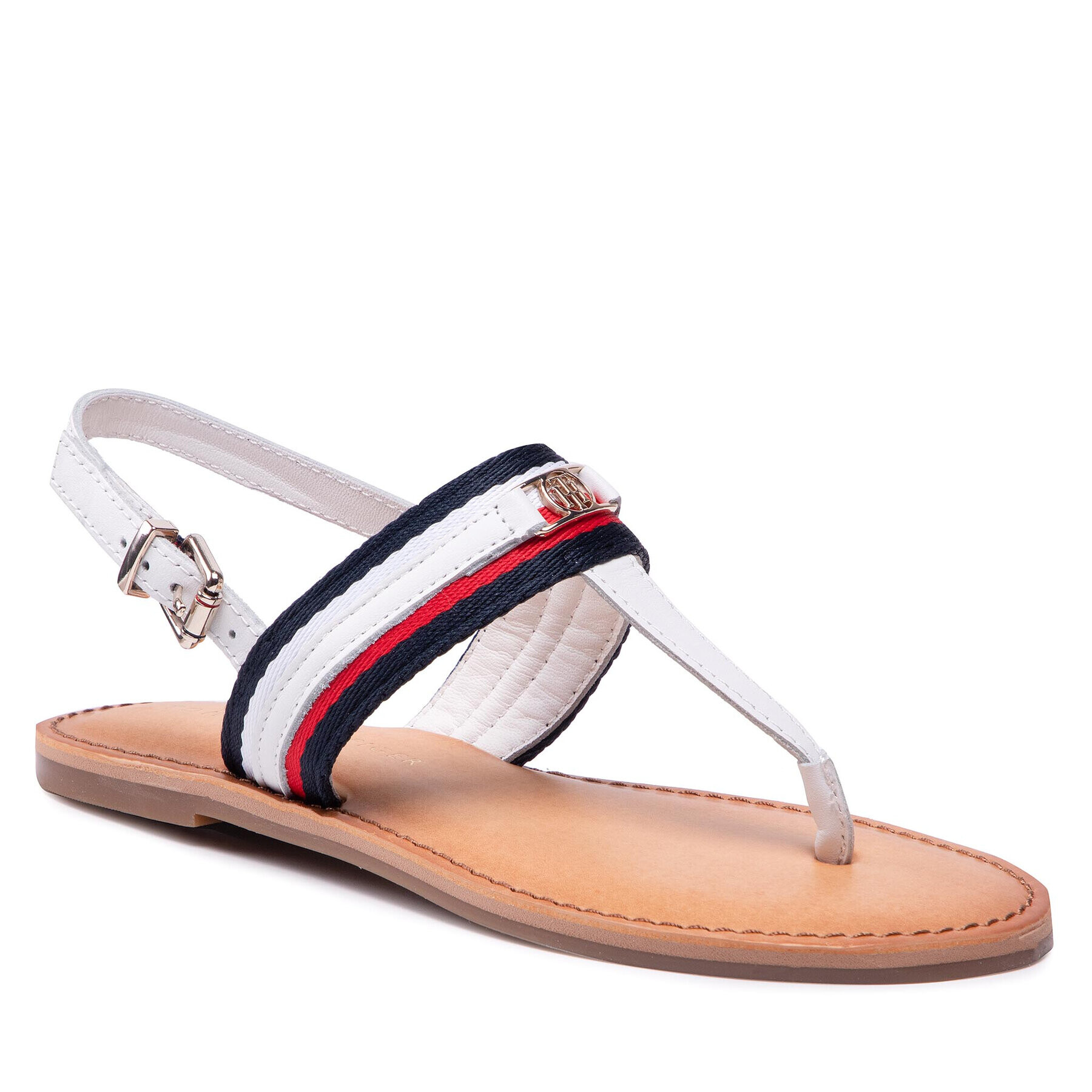 Tommy Hilfiger Sandale Corporate Webbing Flat Sandal FW0FW06232 Alb - Pled.ro