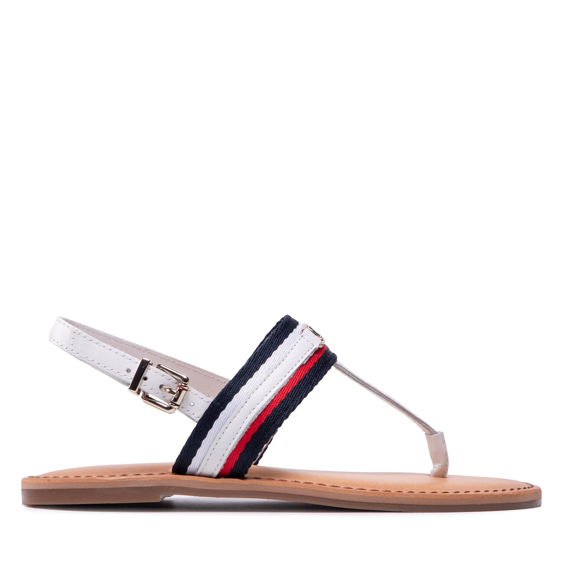 Tommy Hilfiger Sandale Corporate Webbing Flat Sandal FW0FW06232 Alb - Pled.ro