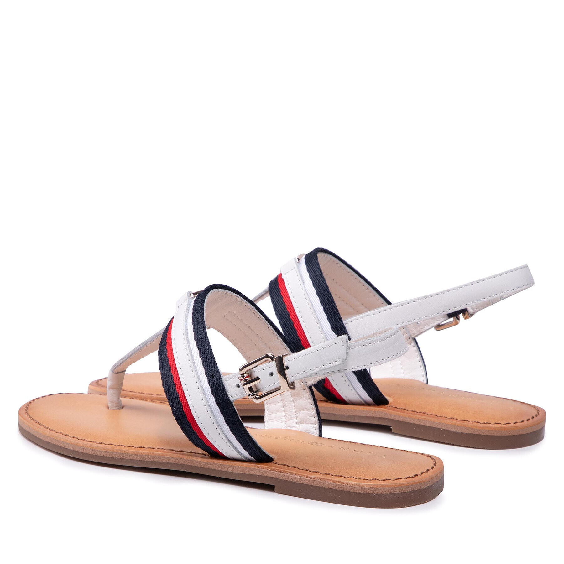 Tommy Hilfiger Sandale Corporate Webbing Flat Sandal FW0FW06232 Alb - Pled.ro