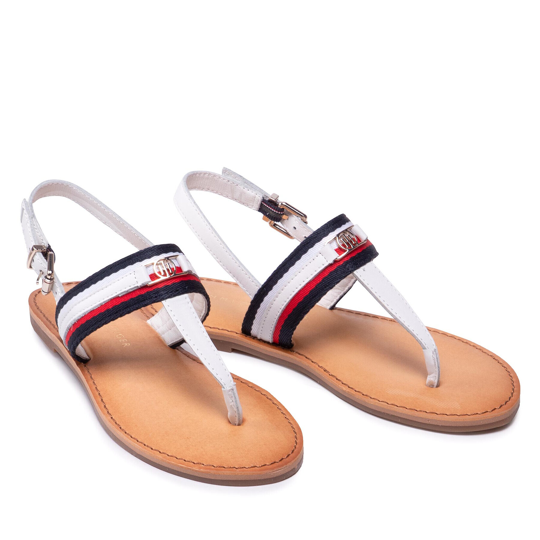 Tommy Hilfiger Sandale Corporate Webbing Flat Sandal FW0FW06232 Alb - Pled.ro