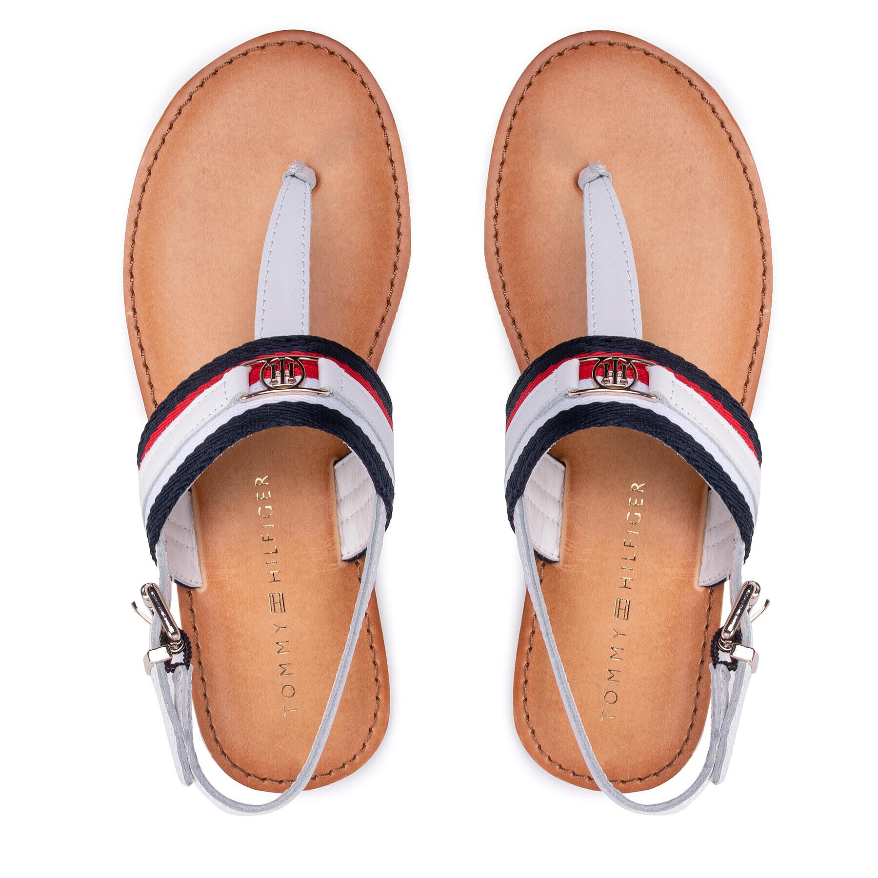 Tommy Hilfiger Sandale Corporate Webbing Flat Sandal FW0FW06232 Alb - Pled.ro