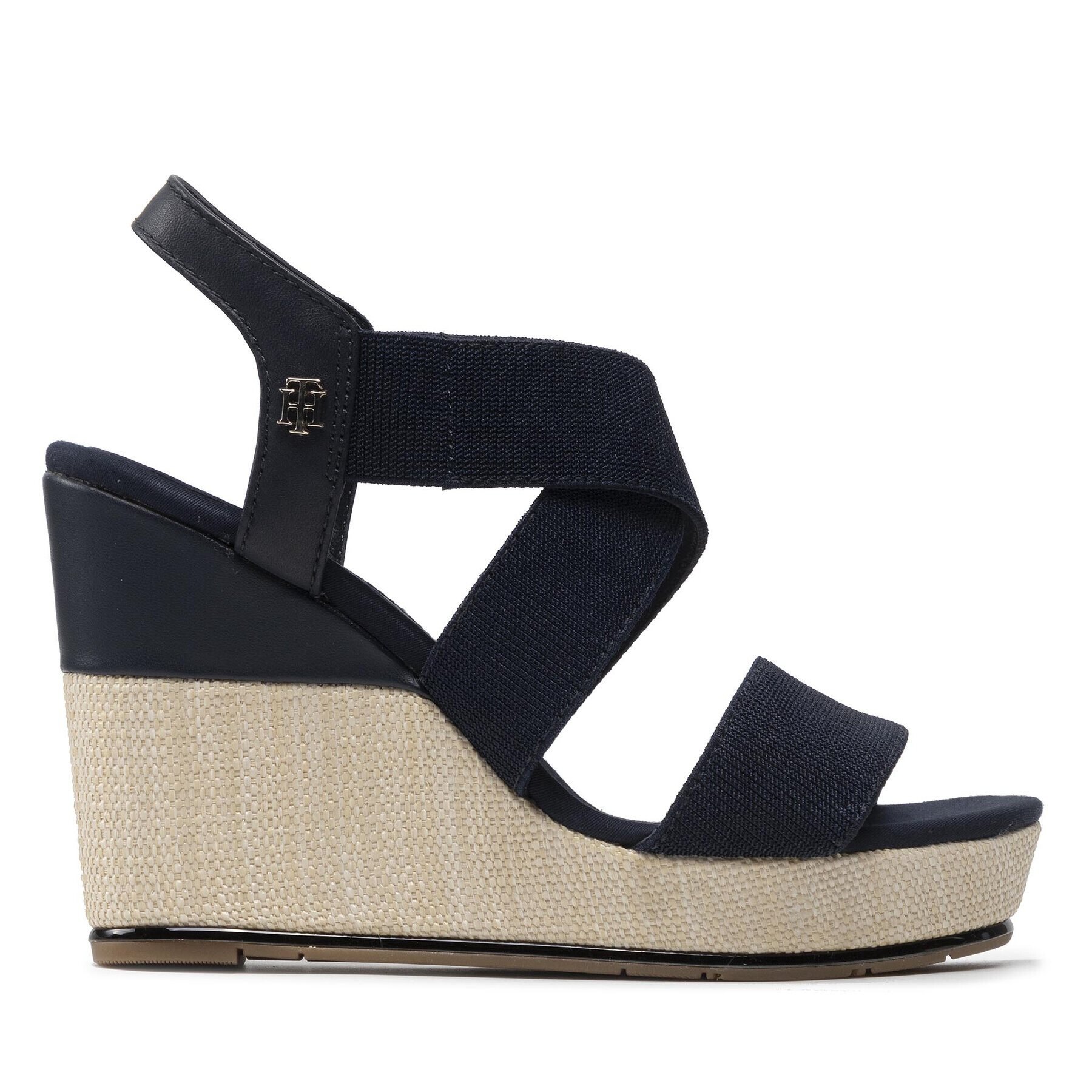 Tommy Hilfiger Sandale Essential Elastic High Wedge FW0FW06304 Bleumarin - Pled.ro