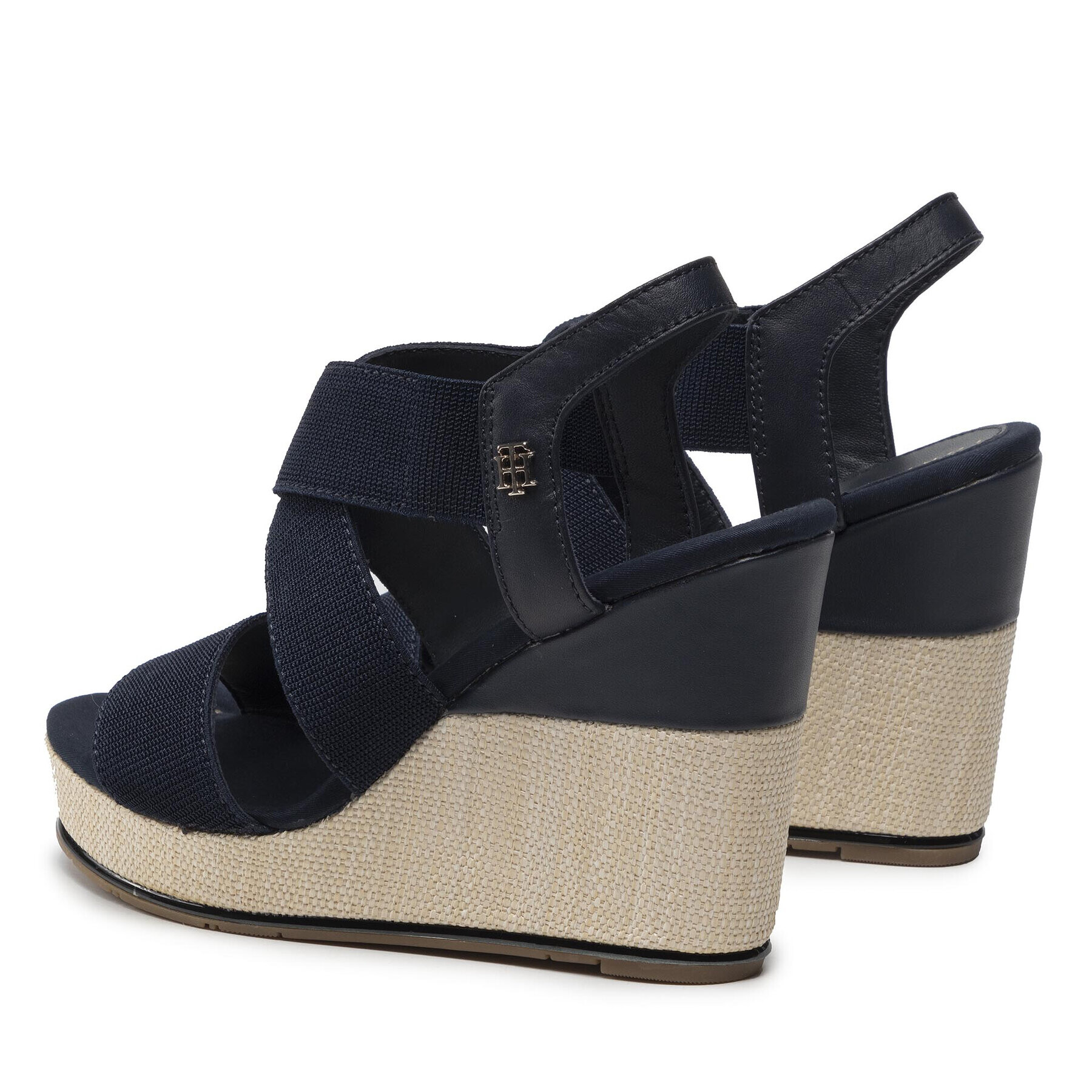 Tommy Hilfiger Sandale Essential Elastic High Wedge FW0FW06304 Bleumarin - Pled.ro