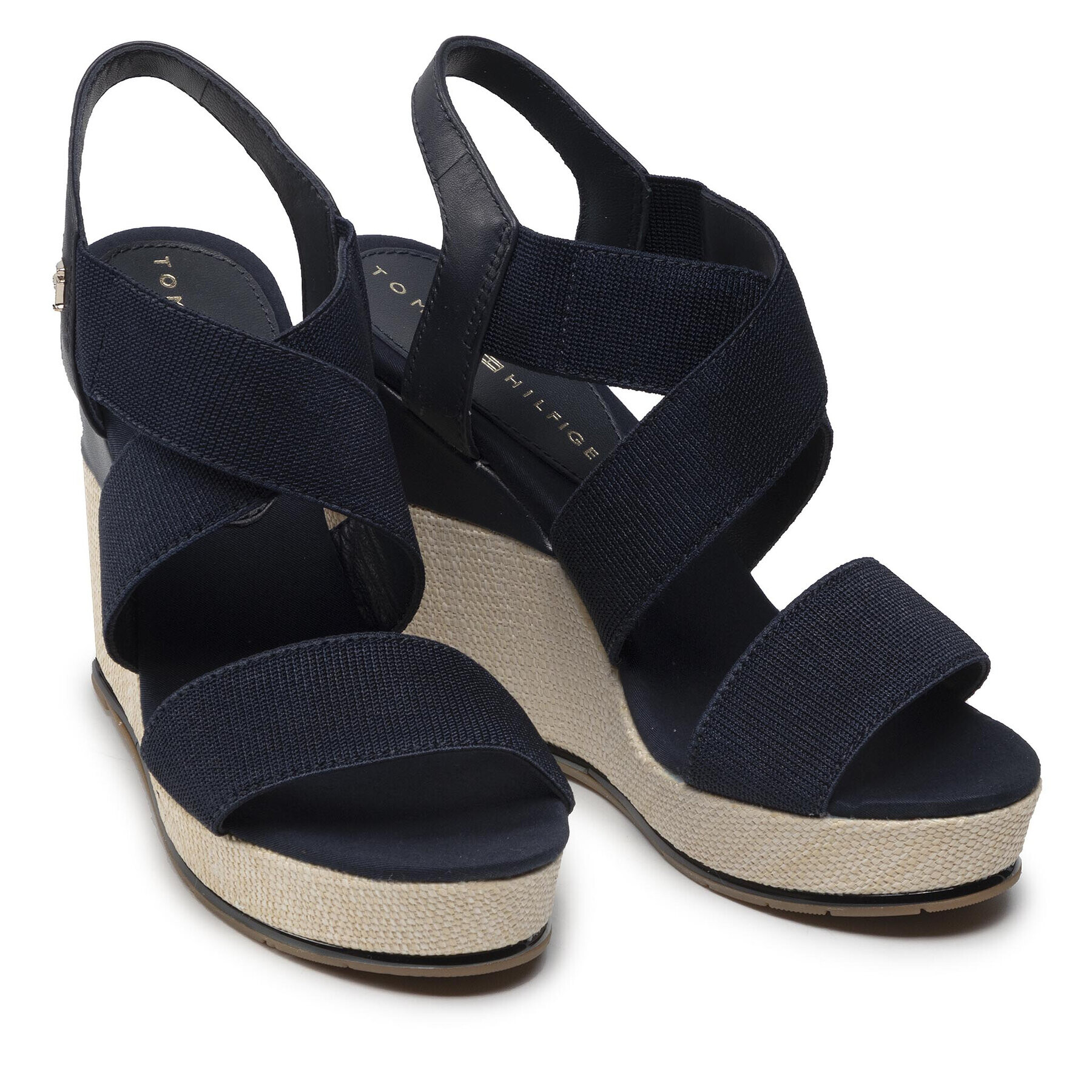 Tommy Hilfiger Sandale Essential Elastic High Wedge FW0FW06304 Bleumarin - Pled.ro