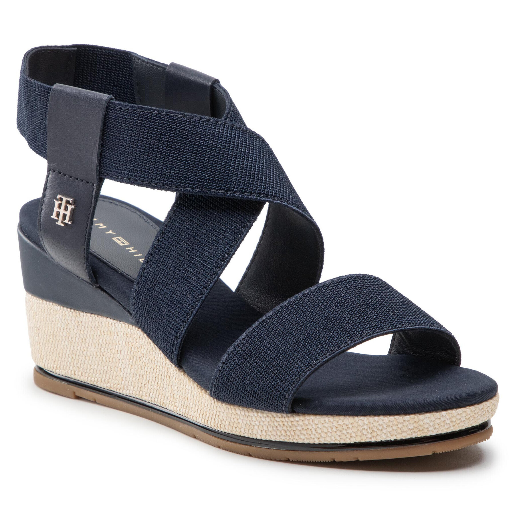 Tommy Hilfiger Sandale Essential Elastic Low Wedge FW0FW06305 Bleumarin - Pled.ro