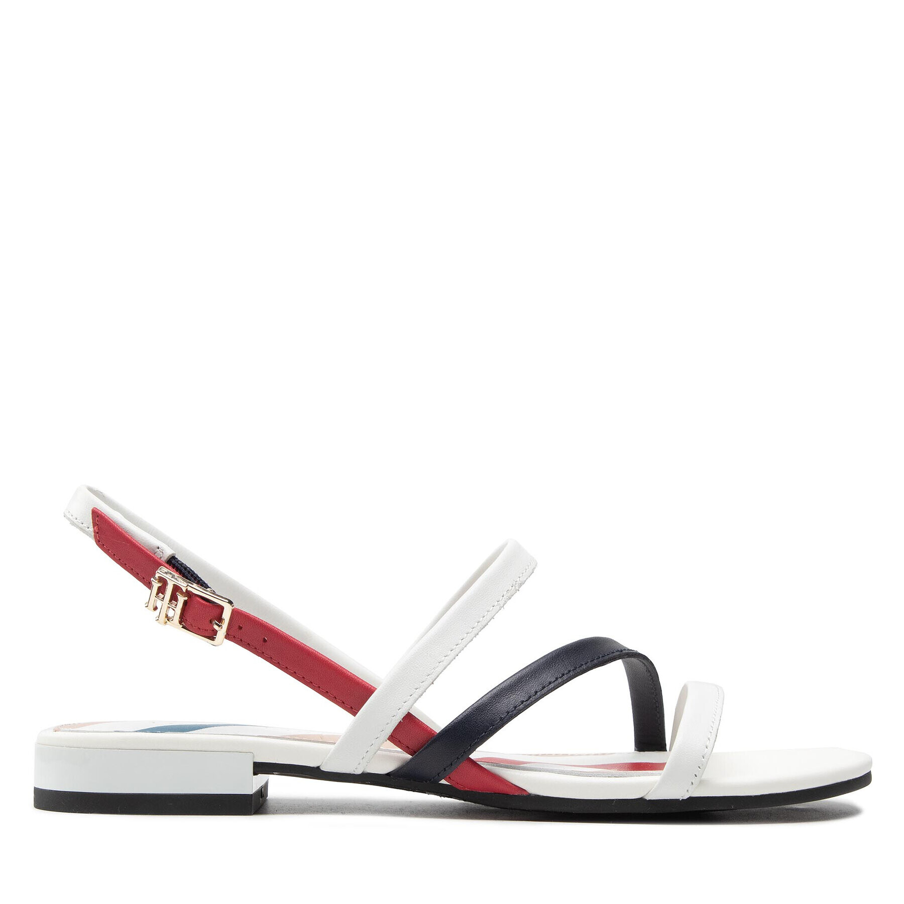 Tommy Hilfiger Sandale Feminine Strappy Flat Sandal FW0FW06480 Alb - Pled.ro