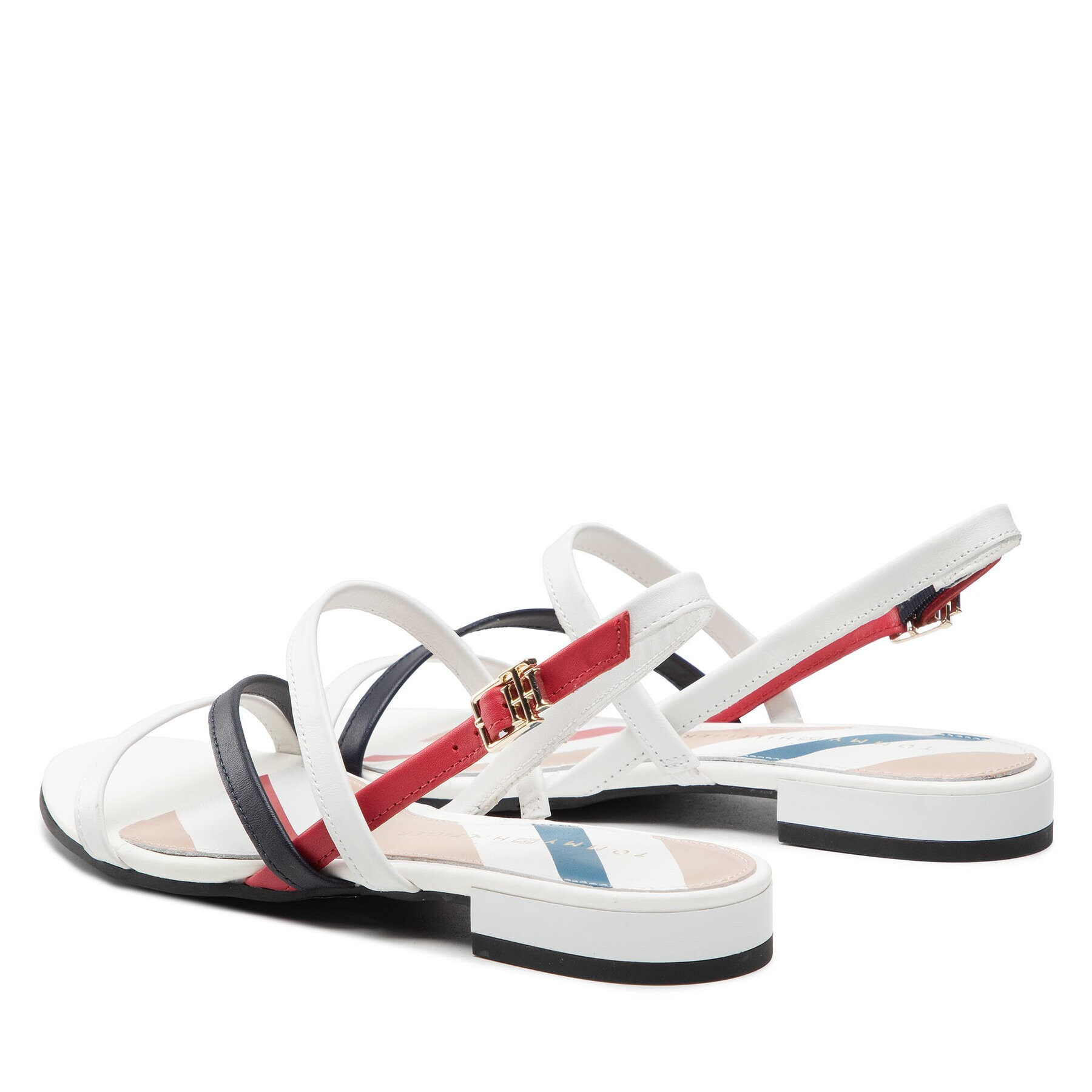 Tommy Hilfiger Sandale Feminine Strappy Flat Sandal FW0FW06480 Alb - Pled.ro