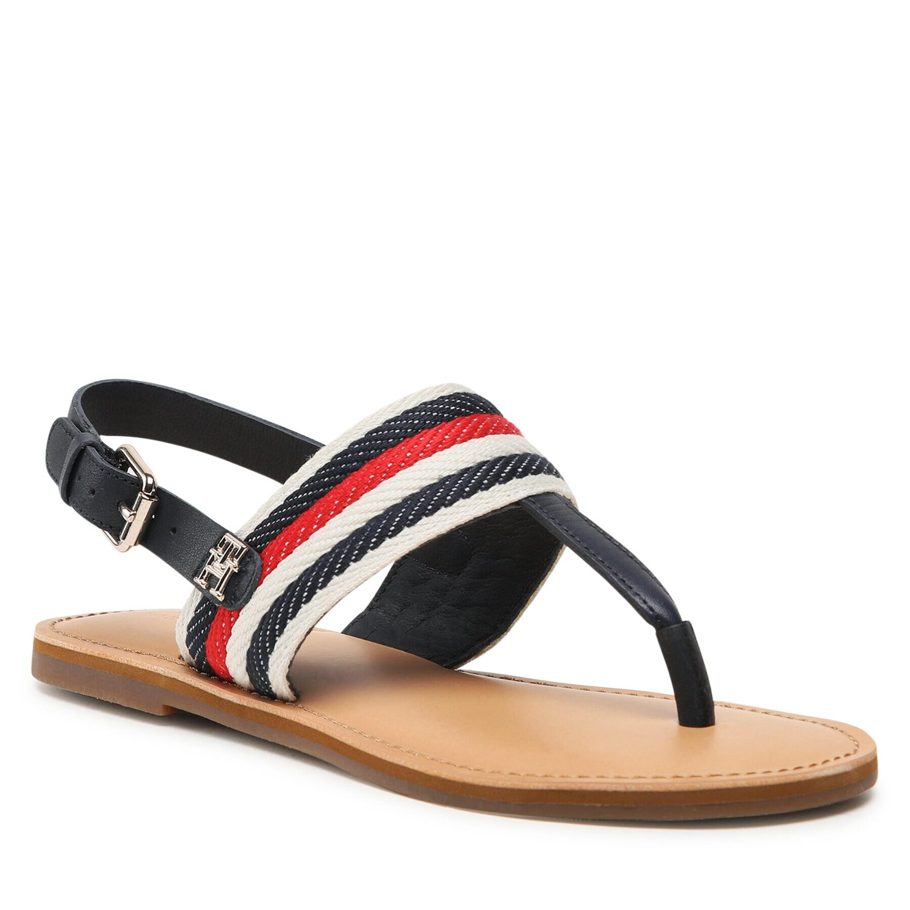 Tommy Hilfiger Sandale Flat Sandal Corporate FW0FW06988 Bleumarin - Pled.ro