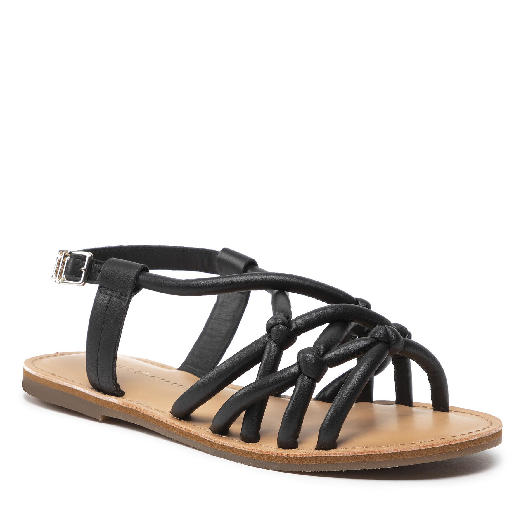 Tommy Hilfiger Sandale Flat Strappy Sandal FW0FW06668 Negru - Pled.ro