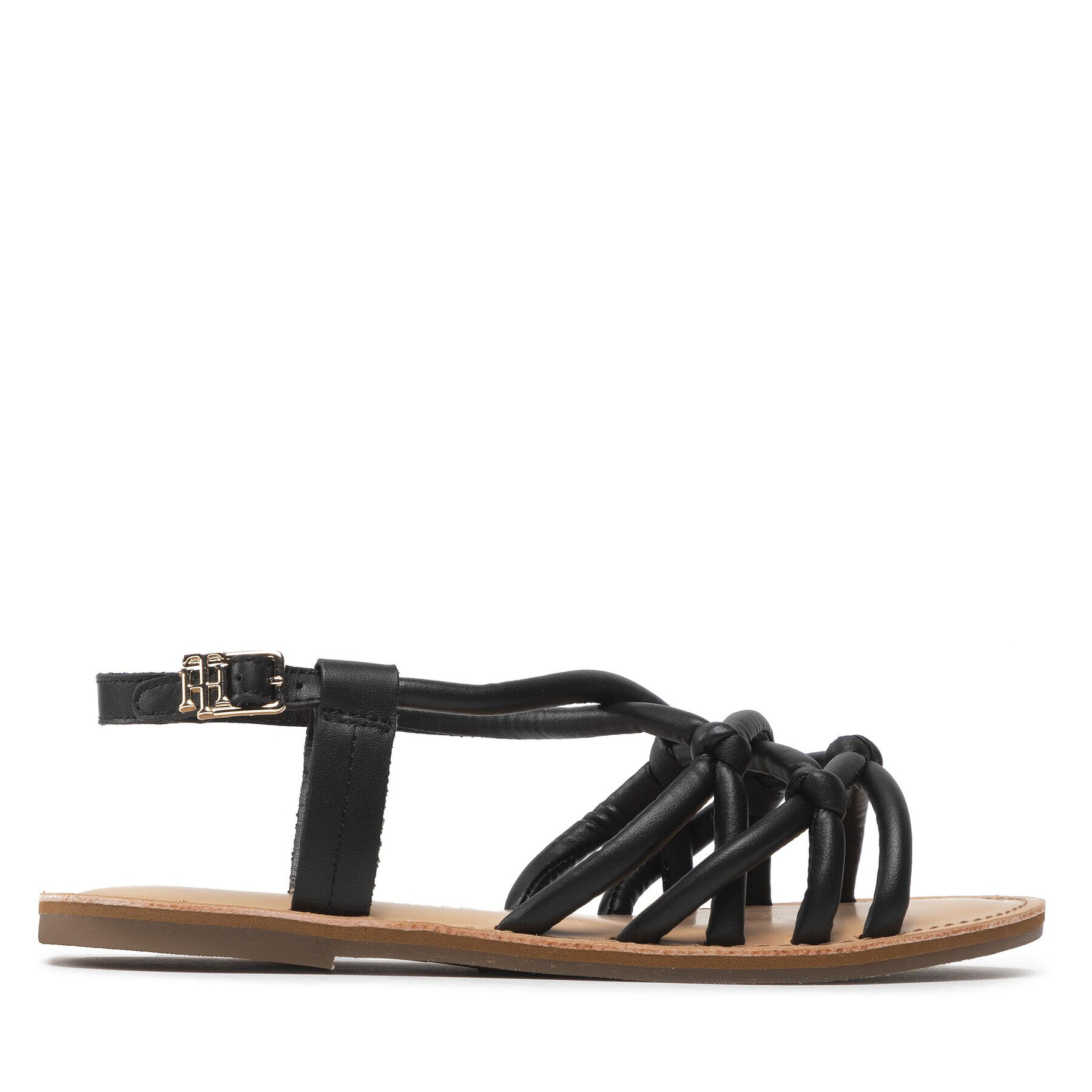 Tommy Hilfiger Sandale Flat Strappy Sandal FW0FW06668 Negru - Pled.ro