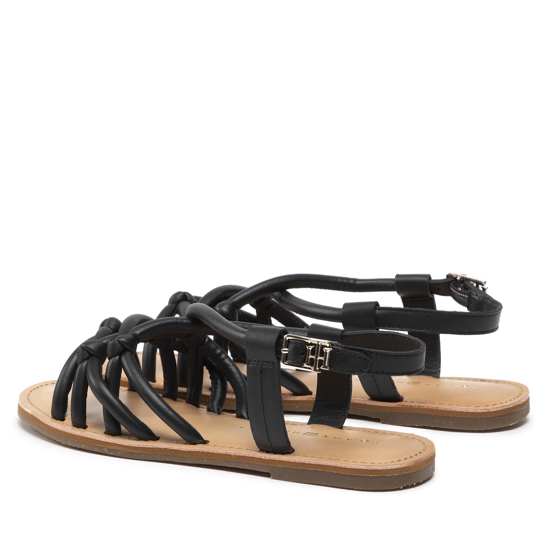 Tommy Hilfiger Sandale Flat Strappy Sandal FW0FW06668 Negru - Pled.ro