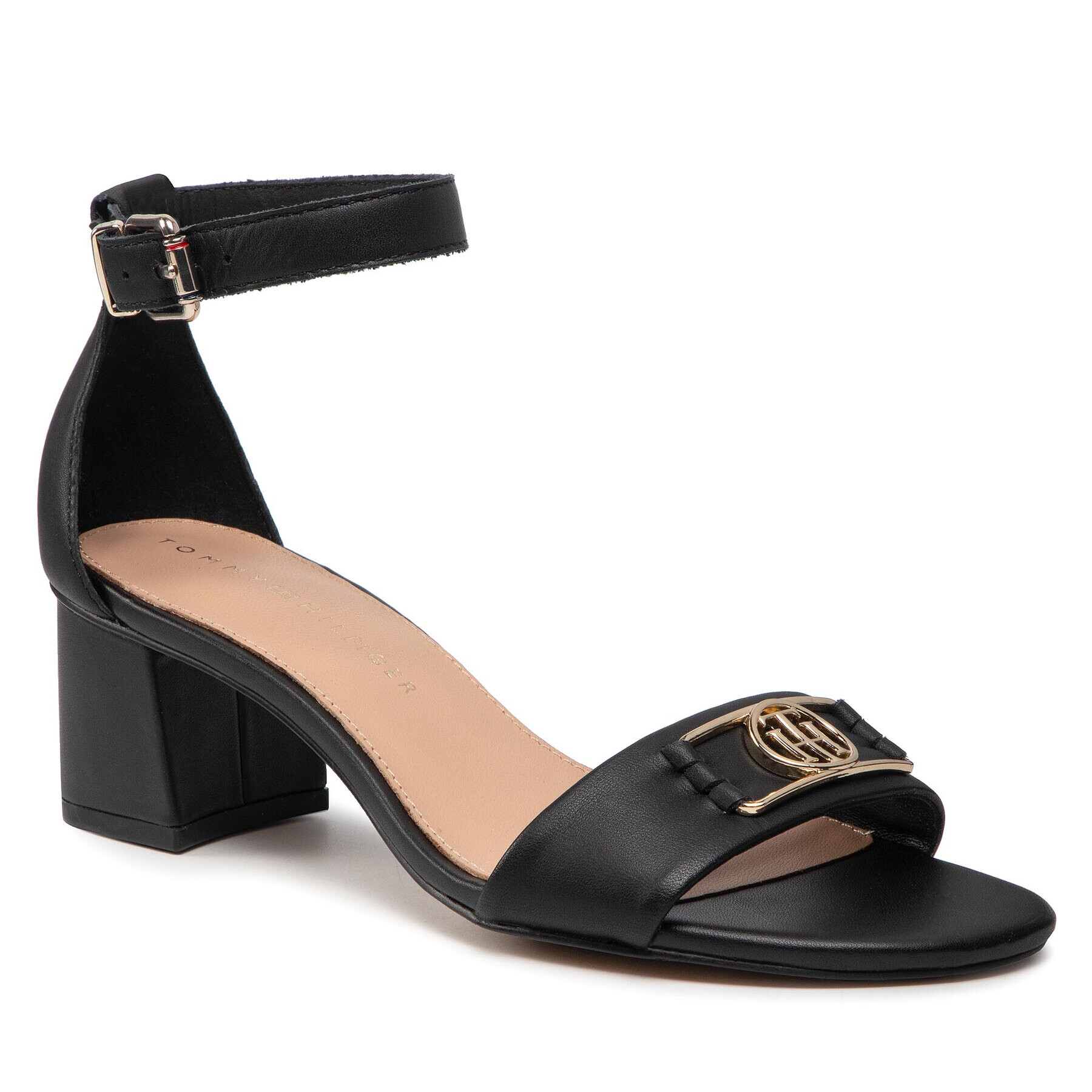 Tommy Hilfiger Sandale Hardware Mid Heel Sandal FW0FW06300 Negru - Pled.ro