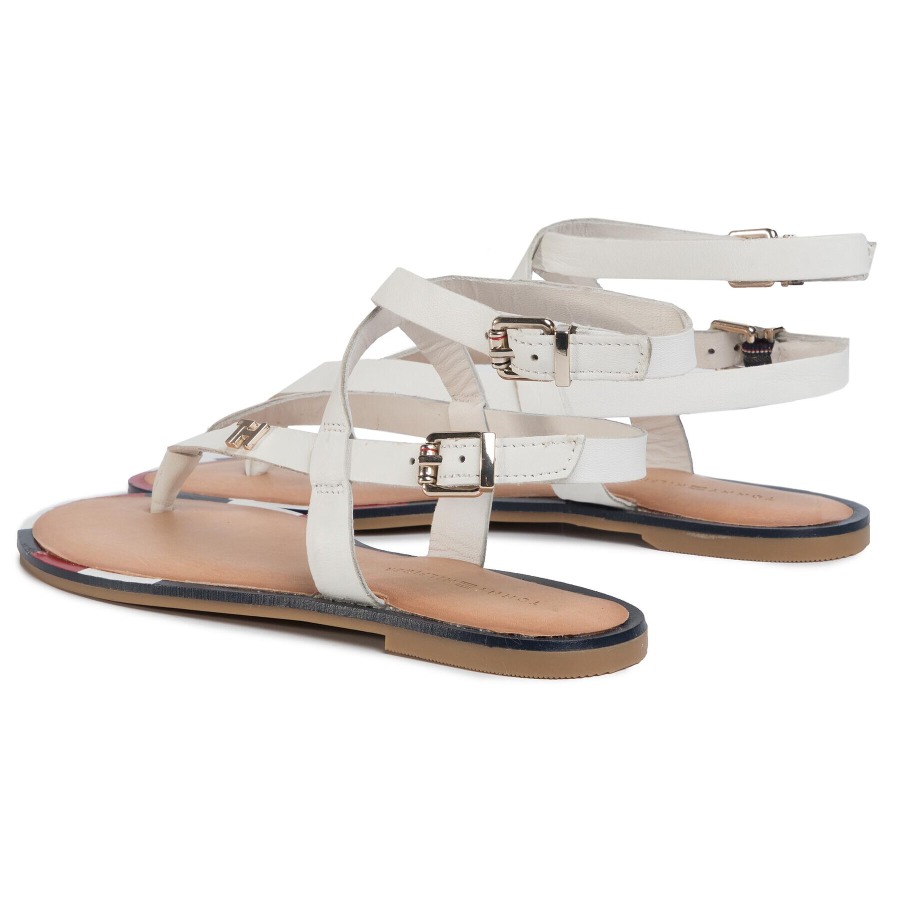 Tommy Hilfiger Sandale Iconic Flat Strappy Sandal FW0FW04873 Alb - Pled.ro