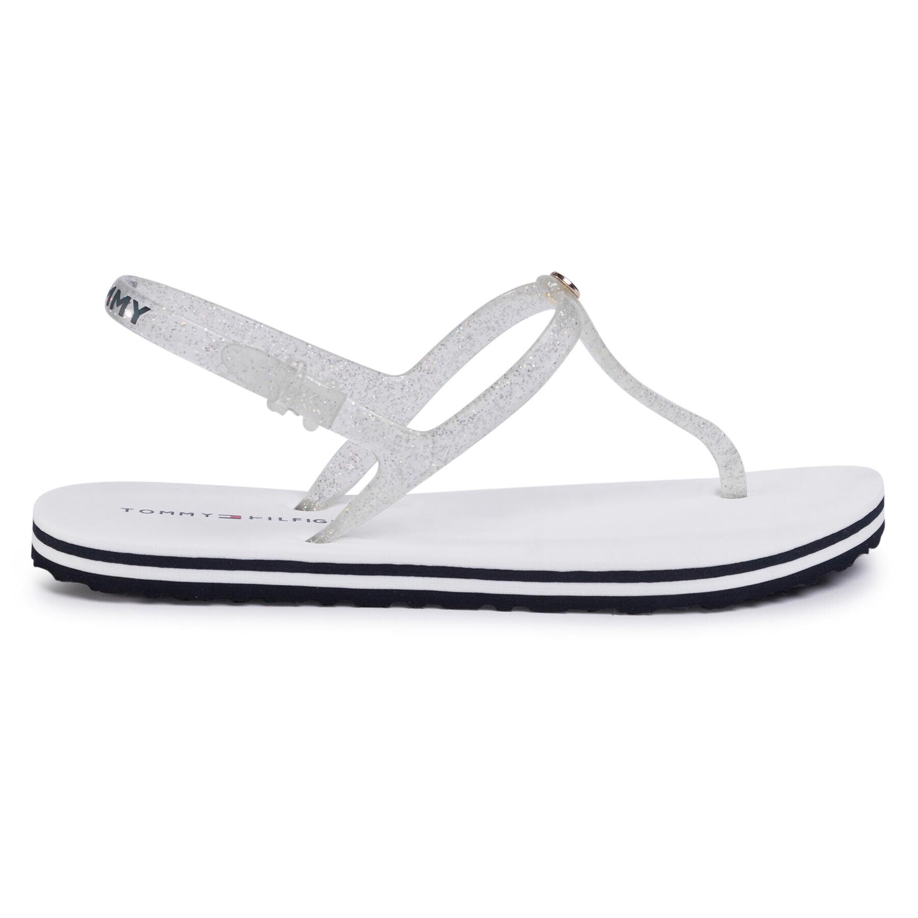 Tommy Hilfiger Sandale Irredescent Flat Beach Sandal FW0FW04796 Alb - Pled.ro