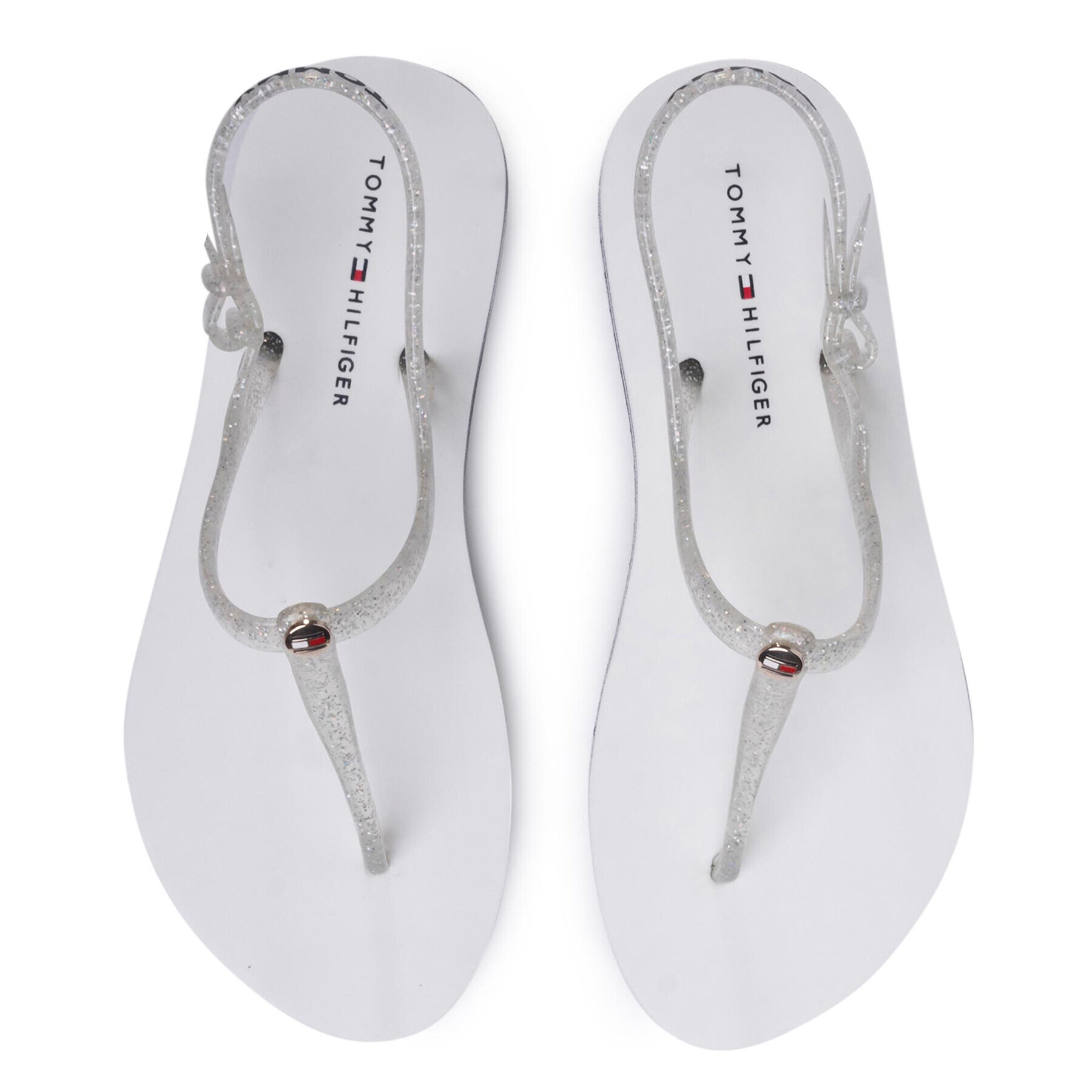 Tommy Hilfiger Sandale Irredescent Flat Beach Sandal FW0FW04796 Alb - Pled.ro