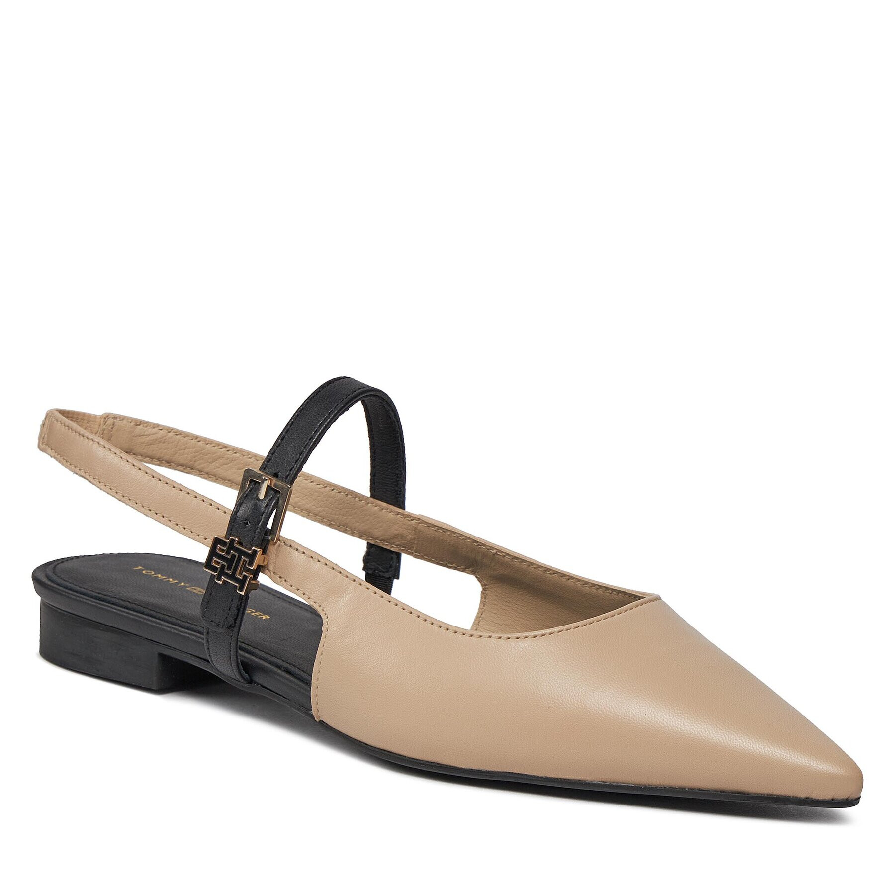 Tommy Hilfiger Sandale Leather Sling Back Ballerina FW0FW07772 Bej - Pled.ro