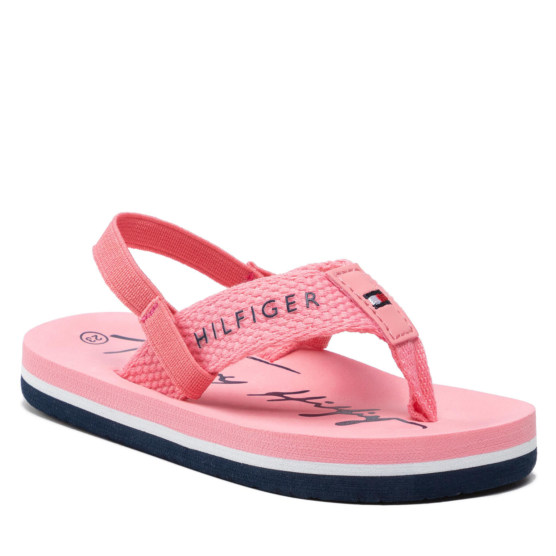 Tommy Hilfiger Sandale Logo Print Flip Flop T1A8-32199-0058 Roz - Pled.ro