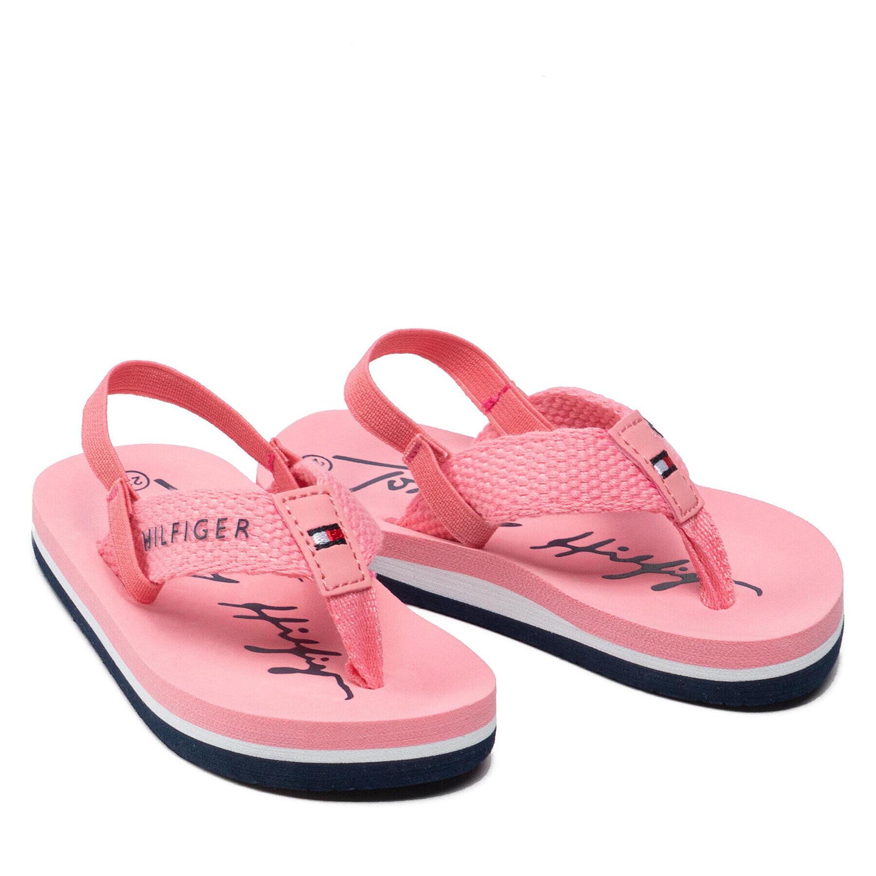 Tommy Hilfiger Sandale Logo Print Flip Flop T1A8-32199-0058 Roz - Pled.ro