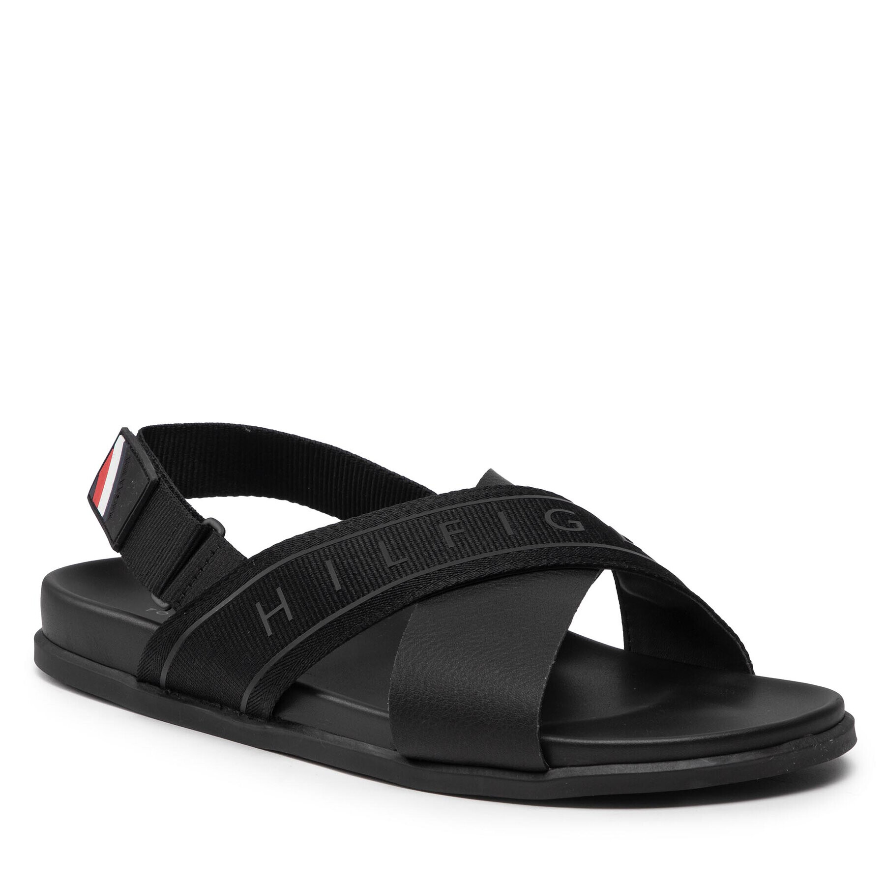 Tommy Hilfiger Sandale Mix Materials Strappy Sandal FM0FM04068 Negru - Pled.ro