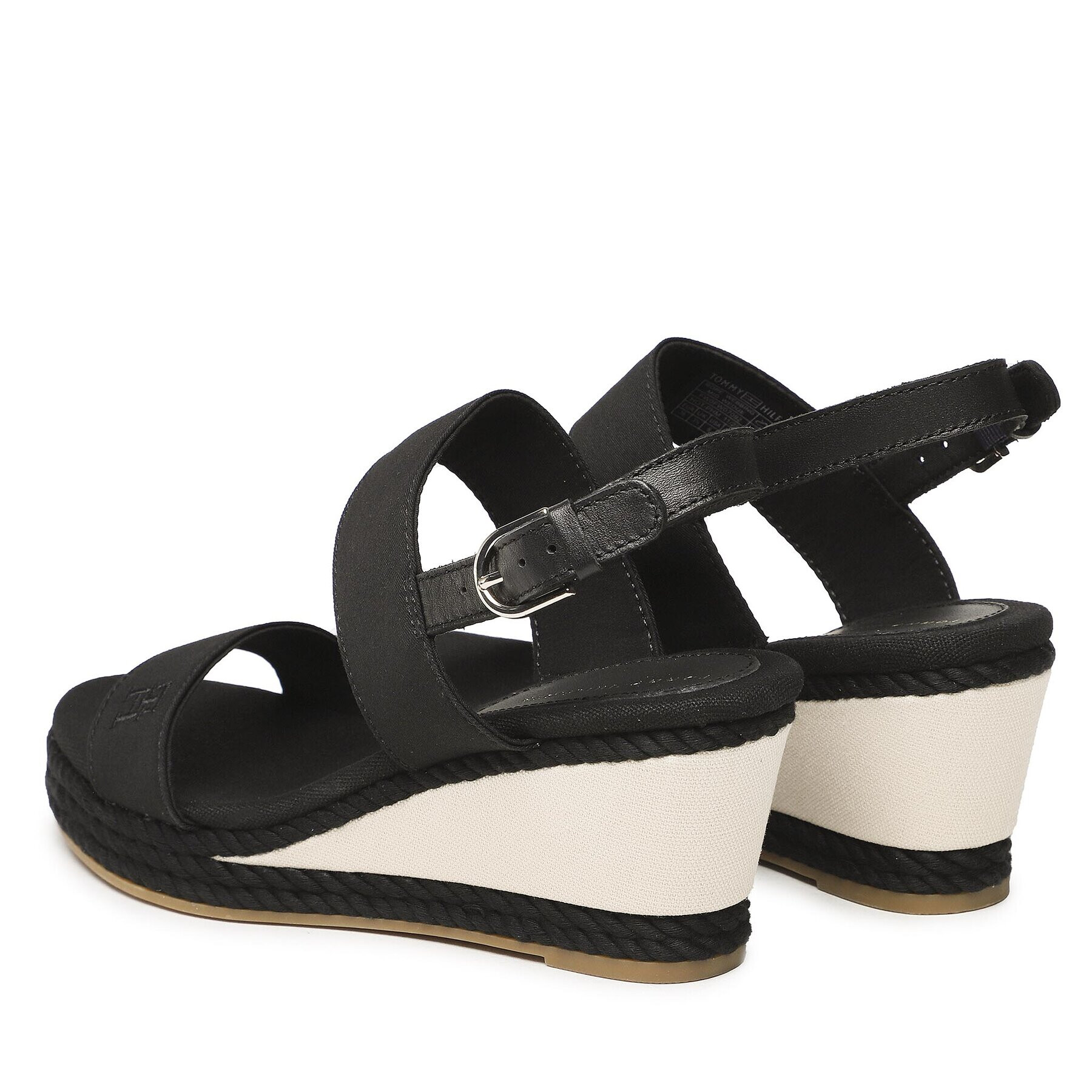 Tommy Hilfiger Sandale Rope Webbing Mid Wedge FW0FW07092 Negru - Pled.ro