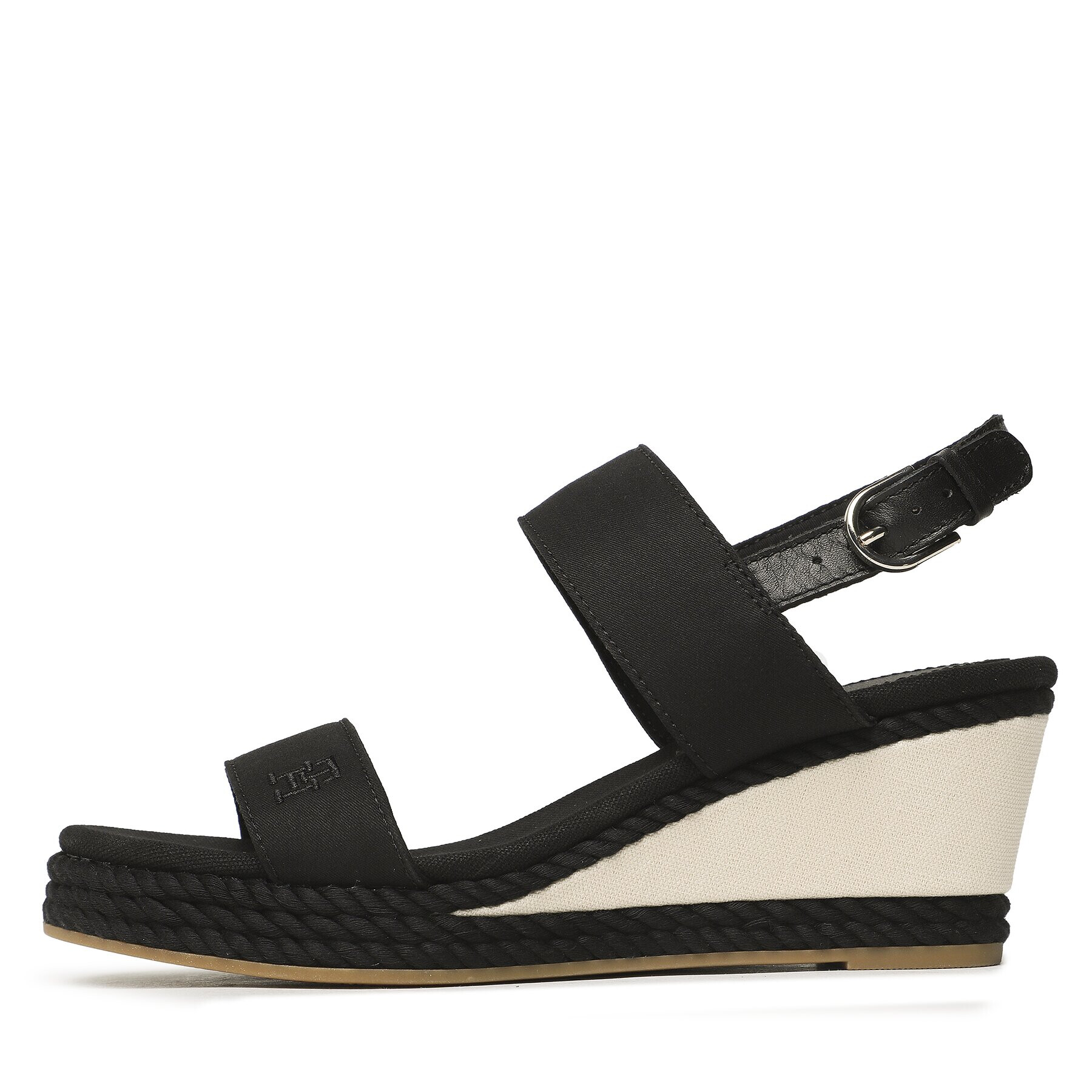 Tommy Hilfiger Sandale Rope Webbing Mid Wedge FW0FW07092 Negru - Pled.ro