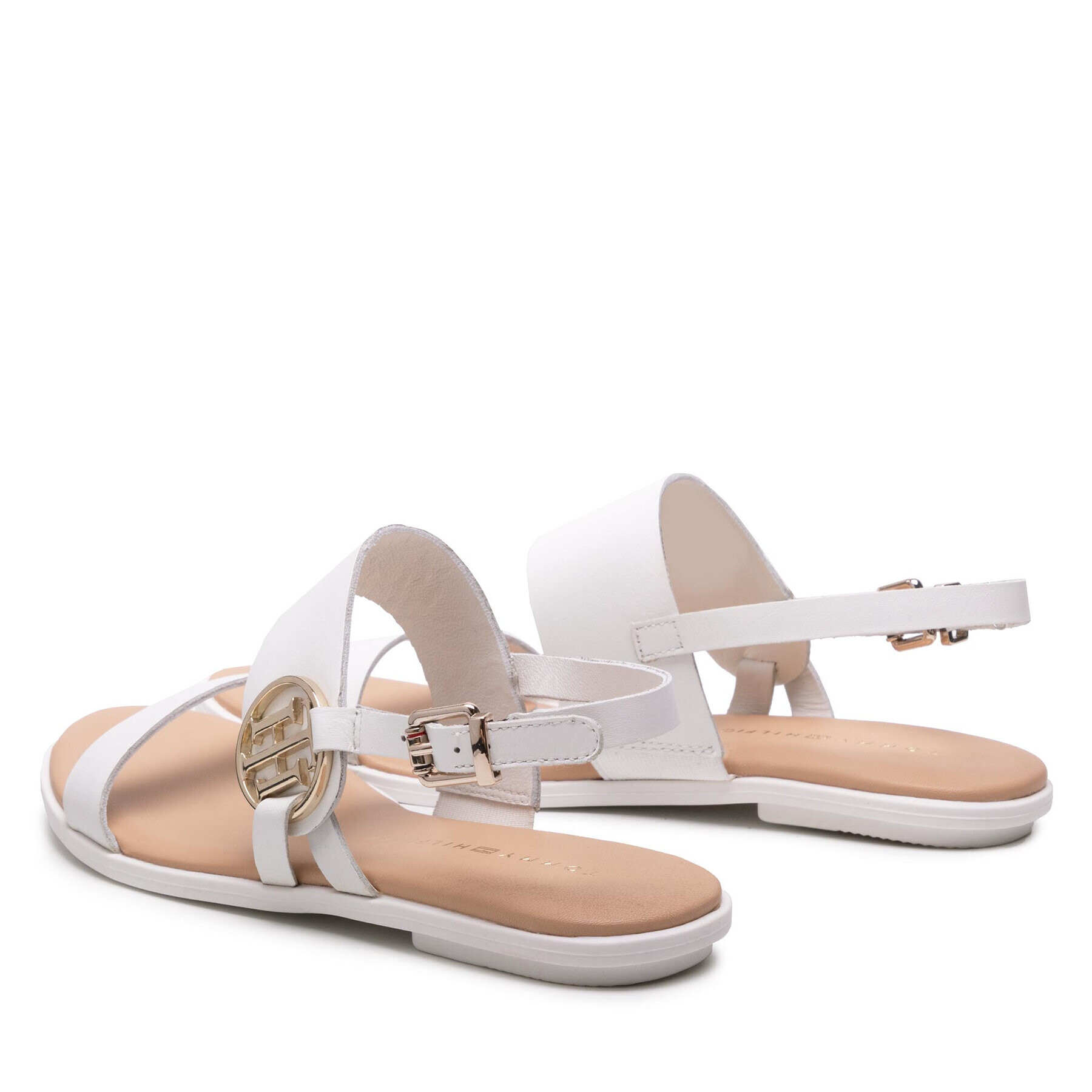 Tommy Hilfiger Sandale Round Th Flat Sandal FW0FW06230 Alb - Pled.ro