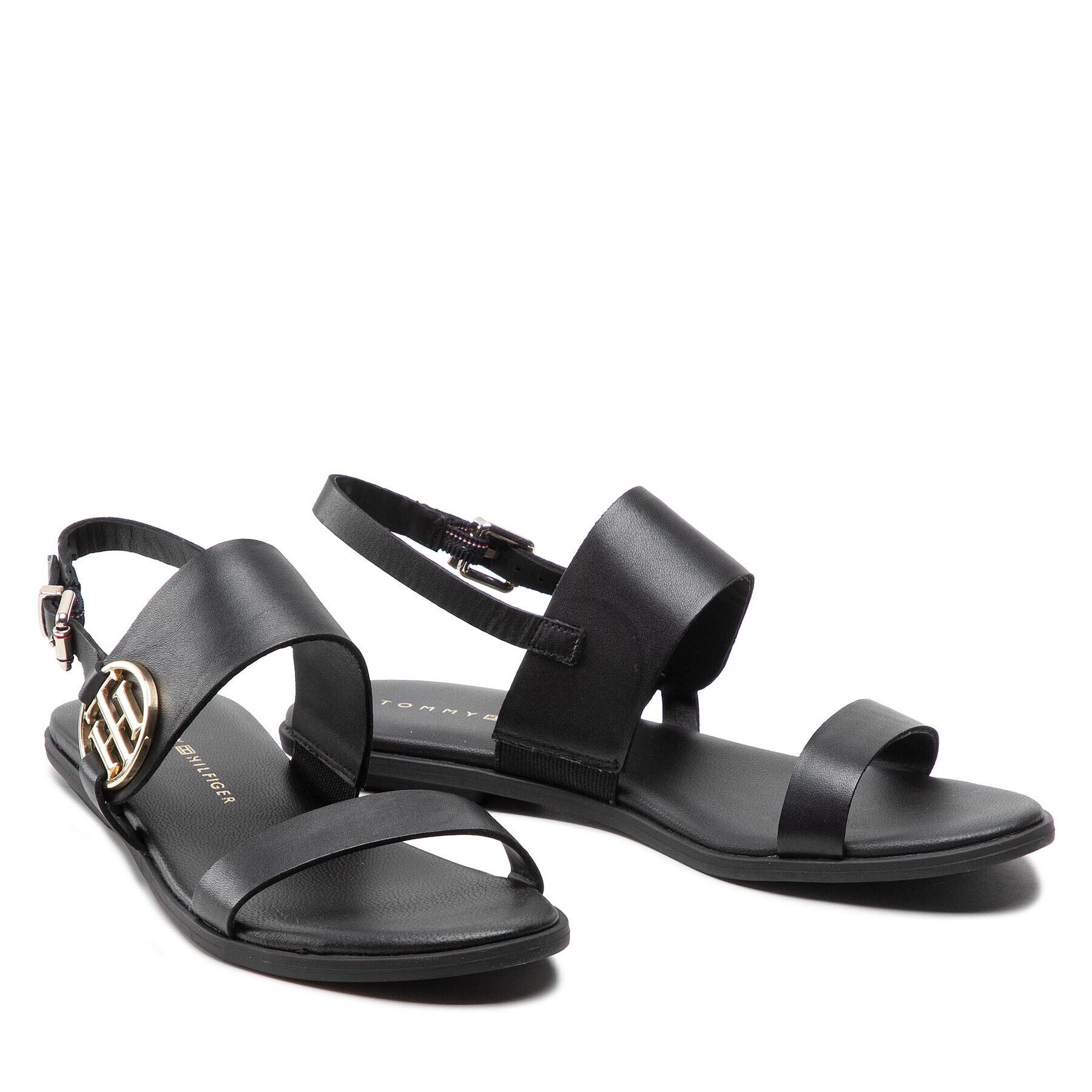 Tommy Hilfiger Sandale Round Th Flat Sandal FW0FW06230 Negru - Pled.ro