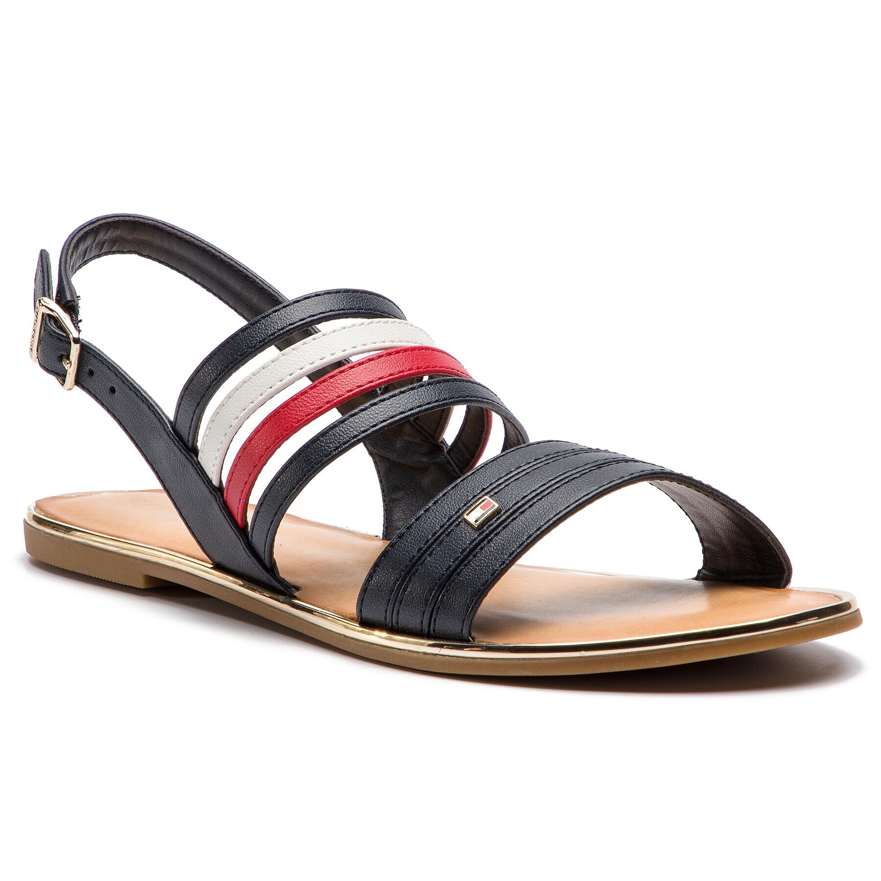 Tommy Hilfiger Sandale Strappy Flat Sandal FW0FW03667 Bleumarin - Pled.ro