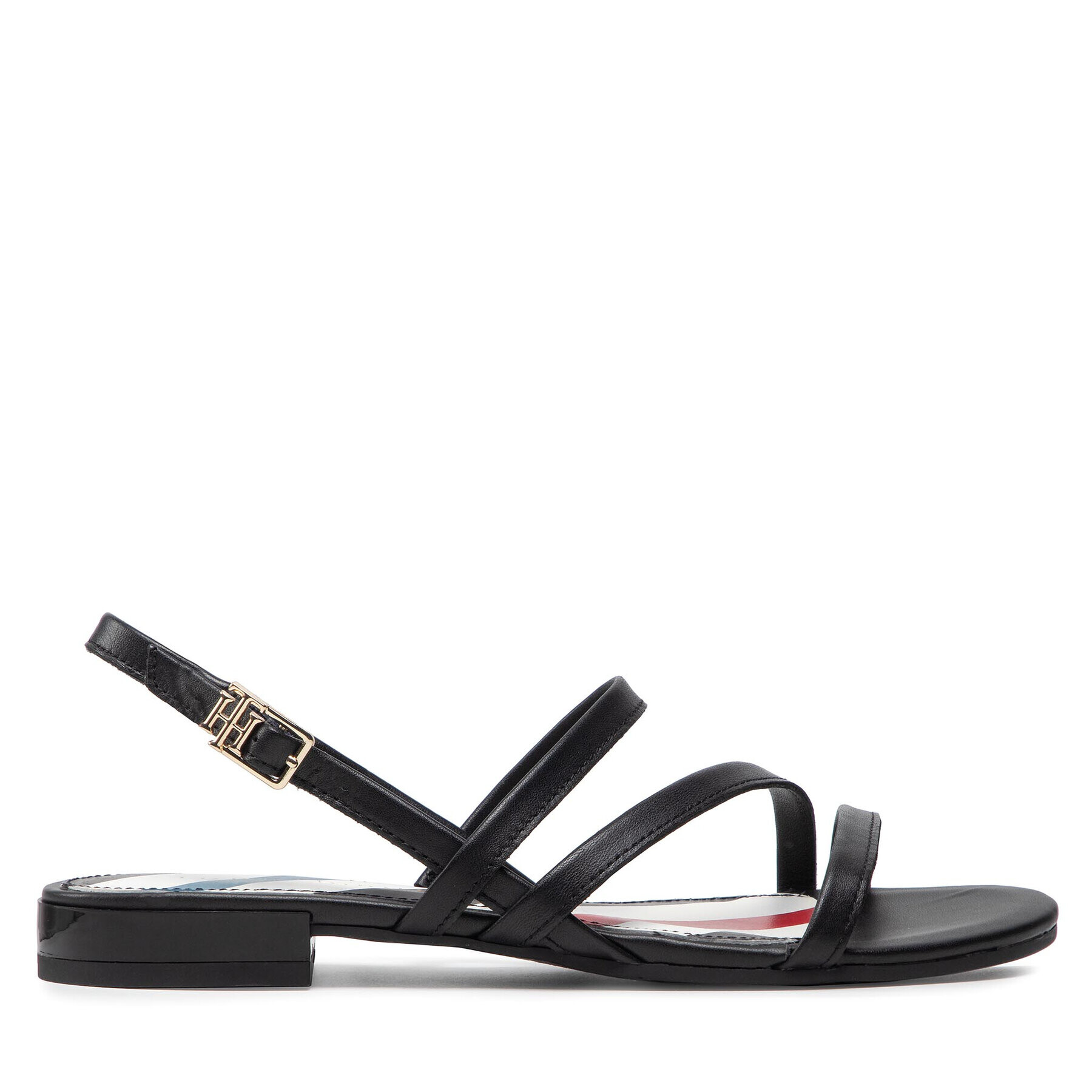 Tommy Hilfiger Sandale Strappy Flat Sandal FW0FW06480 Negru - Pled.ro