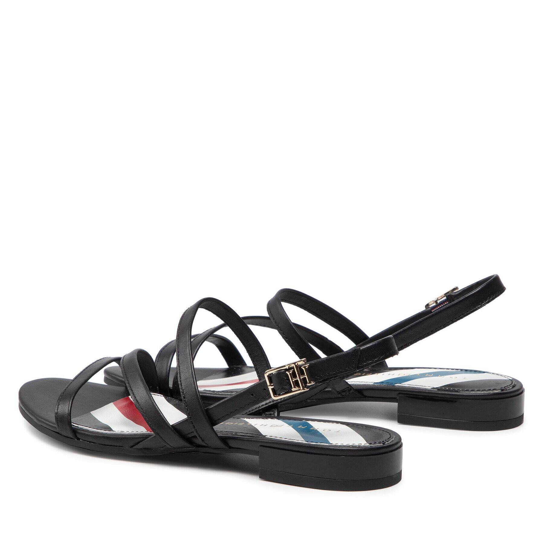 Tommy Hilfiger Sandale Strappy Flat Sandal FW0FW06480 Negru - Pled.ro