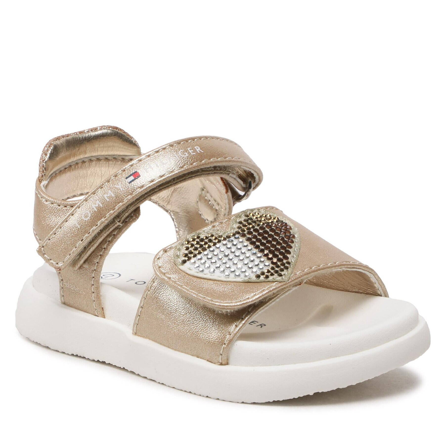 Tommy Hilfiger Sandale Strass Heart Velcro Sandal T1A2-32752-1367 M Auriu - Pled.ro