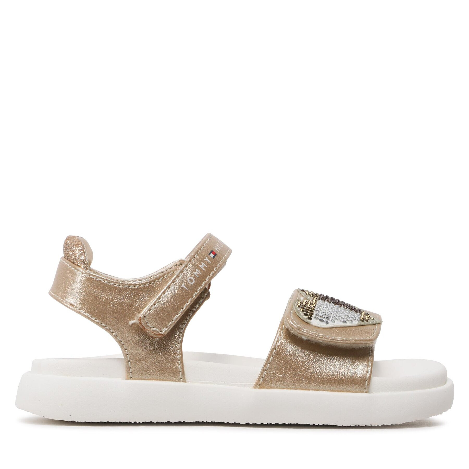 Tommy Hilfiger Sandale Strass Heart Velcro Sandal T1A2-32752-1367 S Auriu - Pled.ro