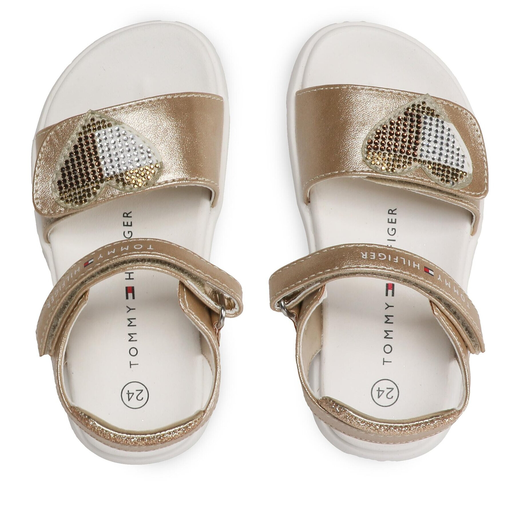 Tommy Hilfiger Sandale Strass Heart Velcro Sandal T1A2-32752-1367 S Auriu - Pled.ro