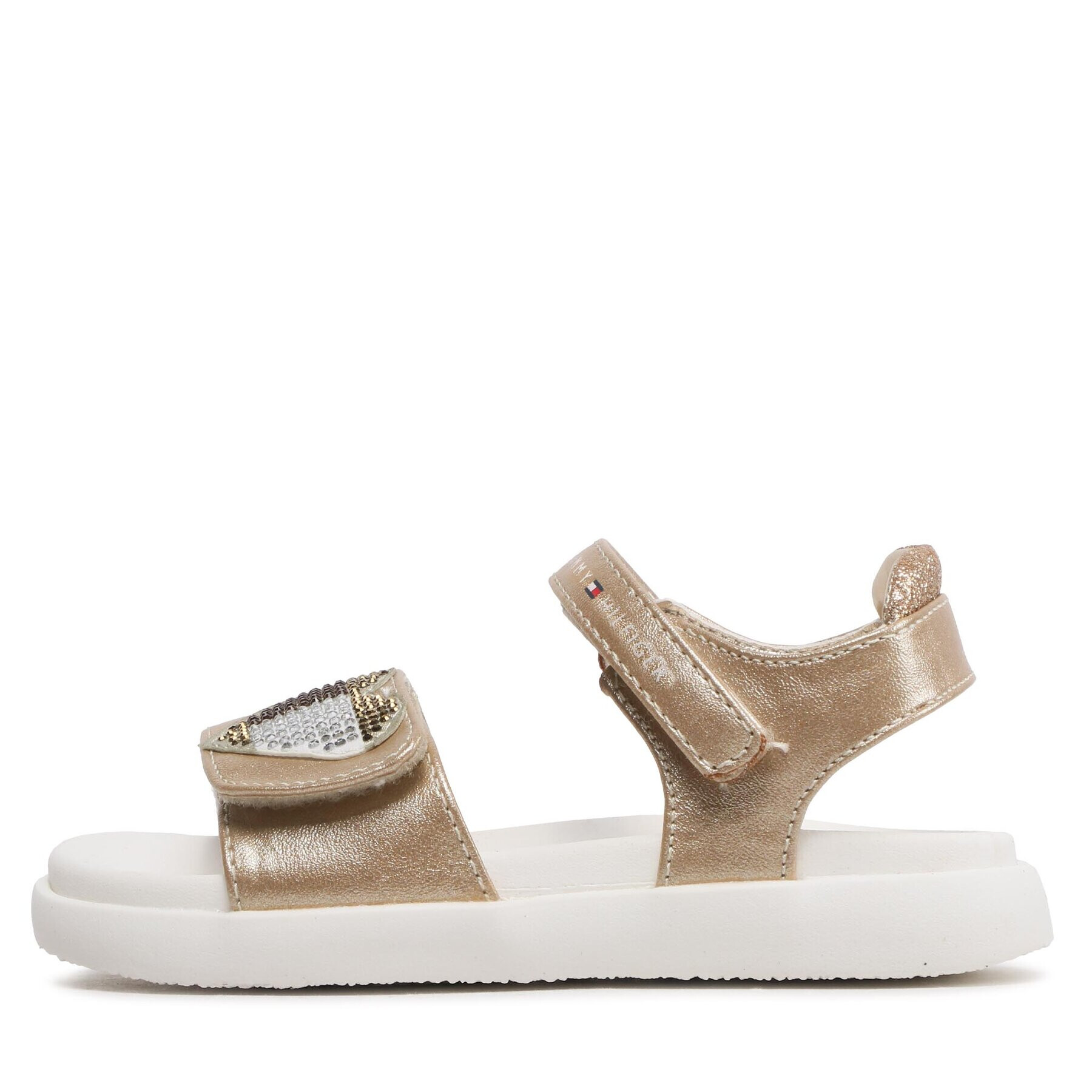 Tommy Hilfiger Sandale Strass Heart Velcro Sandal T1A2-32752-1367 S Auriu - Pled.ro