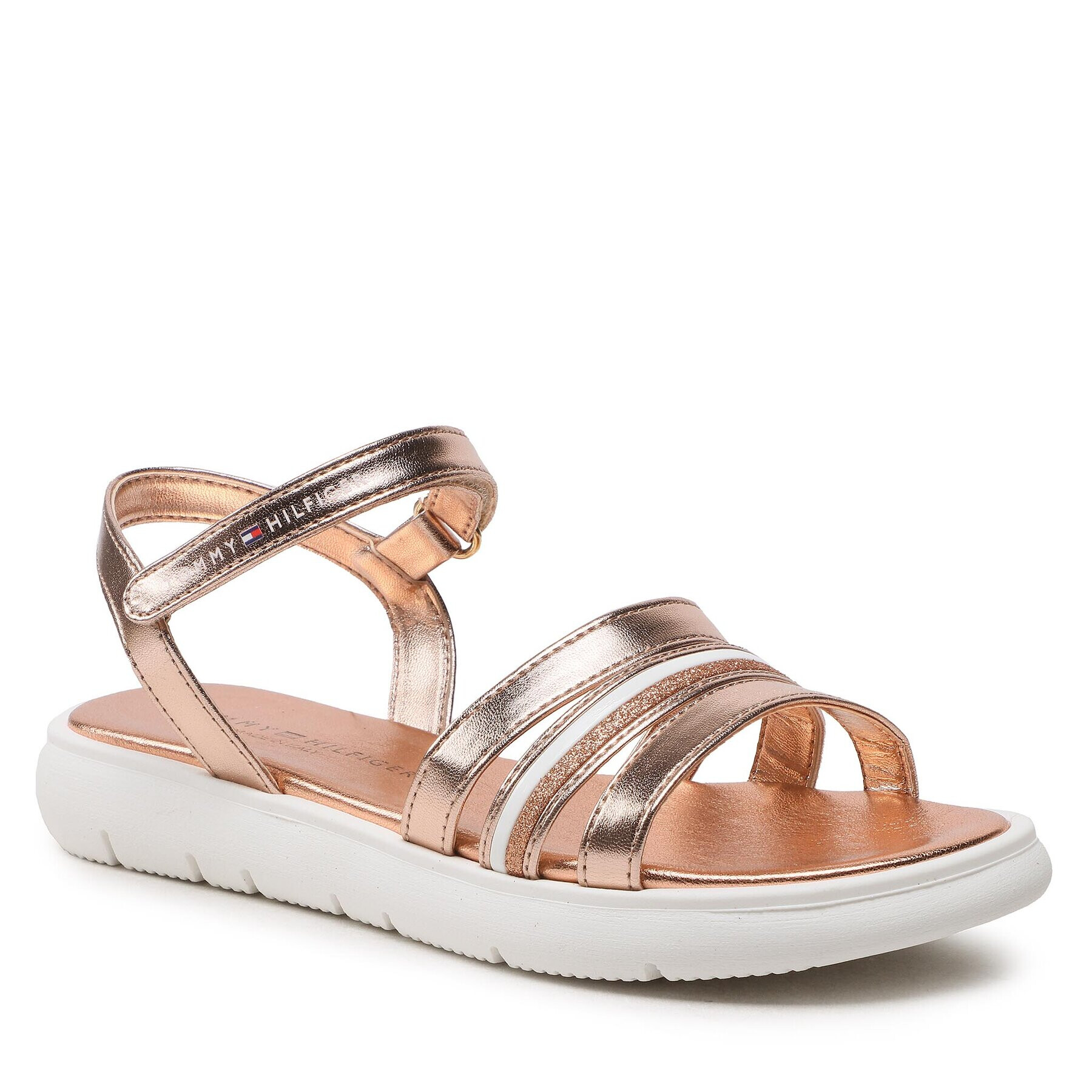 Tommy Hilfiger Sandale Stripes Velcro Sandal T4A2-32771-1372 S Auriu - Pled.ro