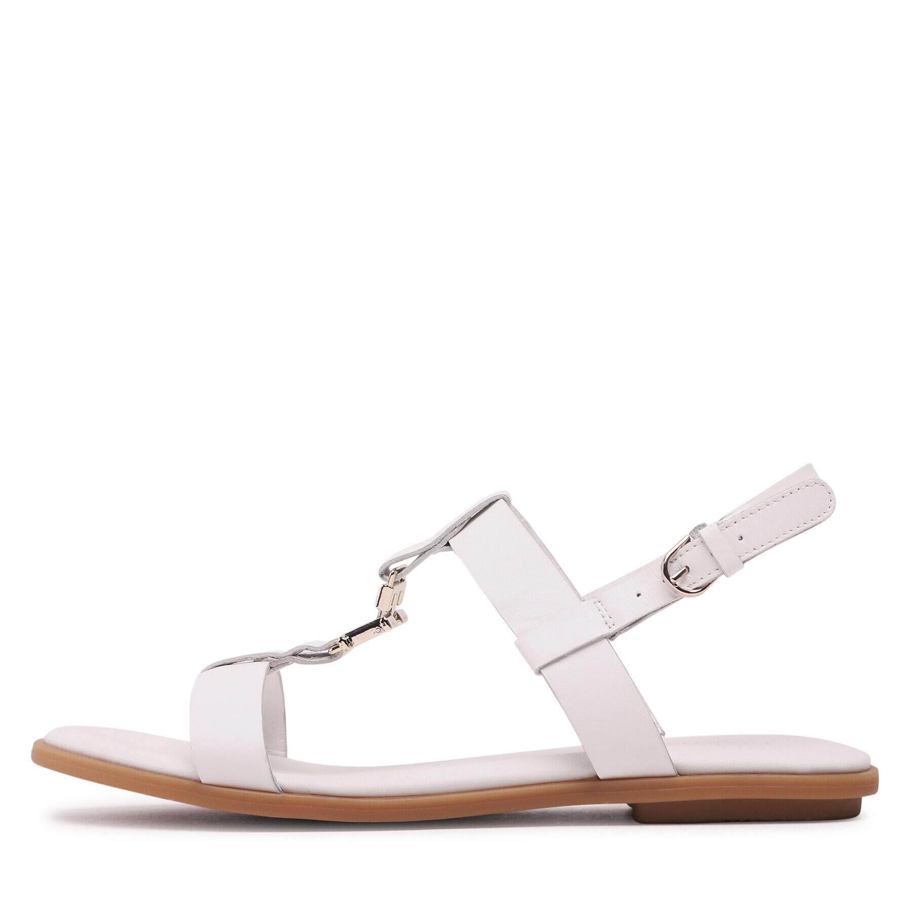 Tommy Hilfiger Sandale Th Flat Sandal FW0FW07068 Alb - Pled.ro