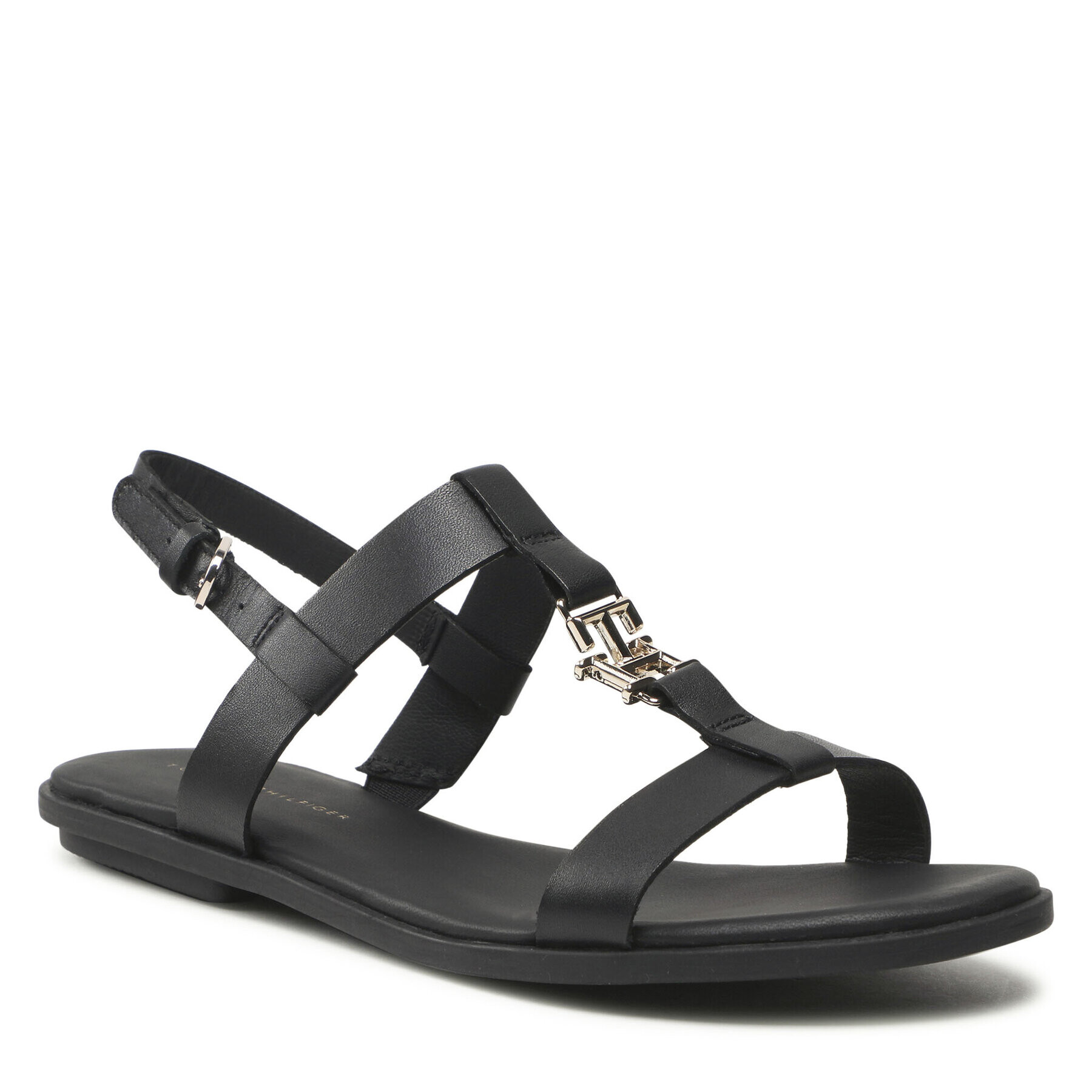 Tommy Hilfiger Sandale Th Flat Sandal FW0FW07068 Negru - Pled.ro