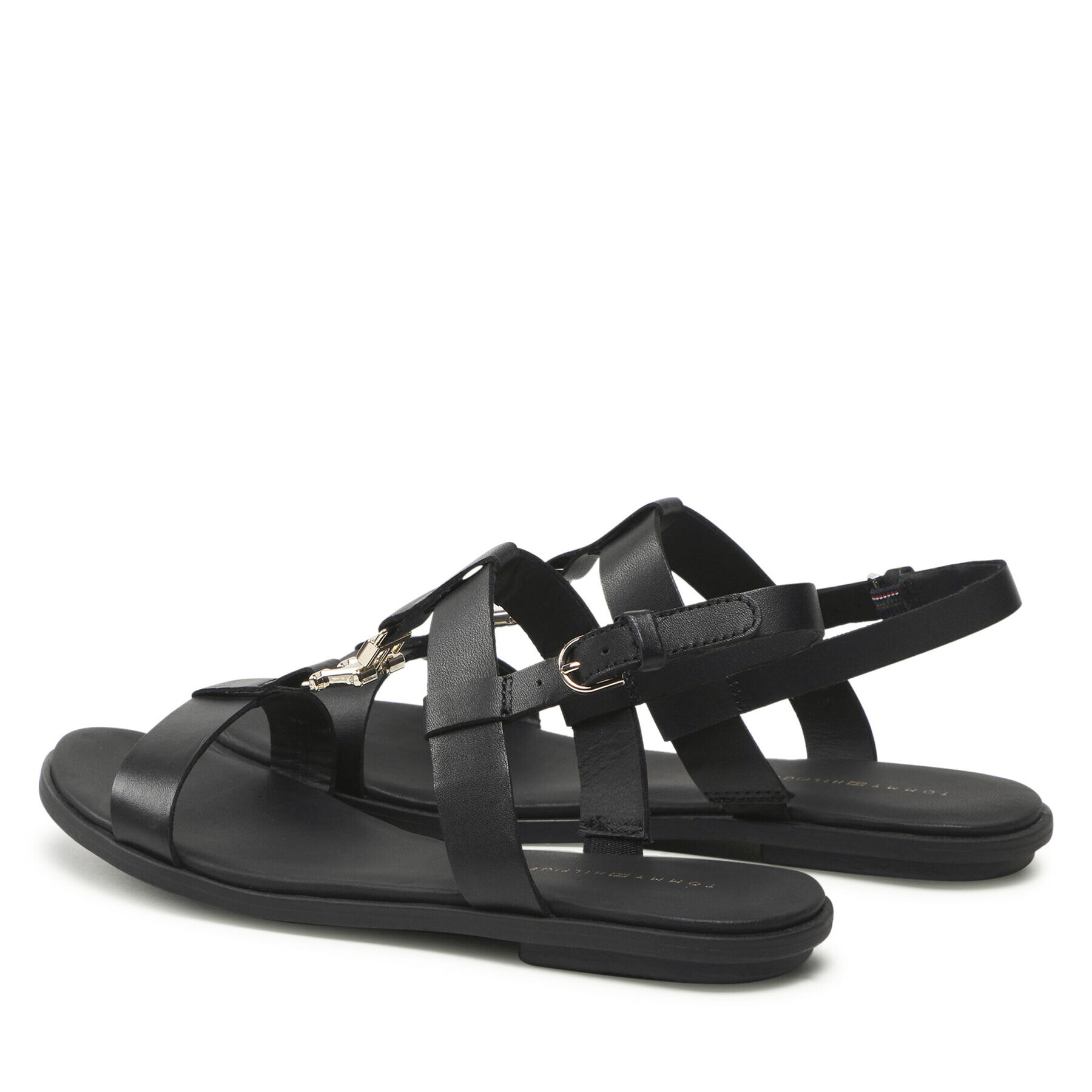 Tommy Hilfiger Sandale Th Flat Sandal FW0FW07068 Negru - Pled.ro