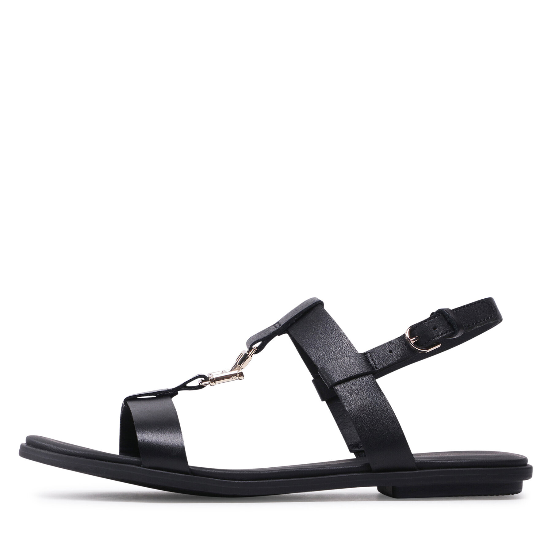 Tommy Hilfiger Sandale Th Flat Sandal FW0FW07068 Negru - Pled.ro