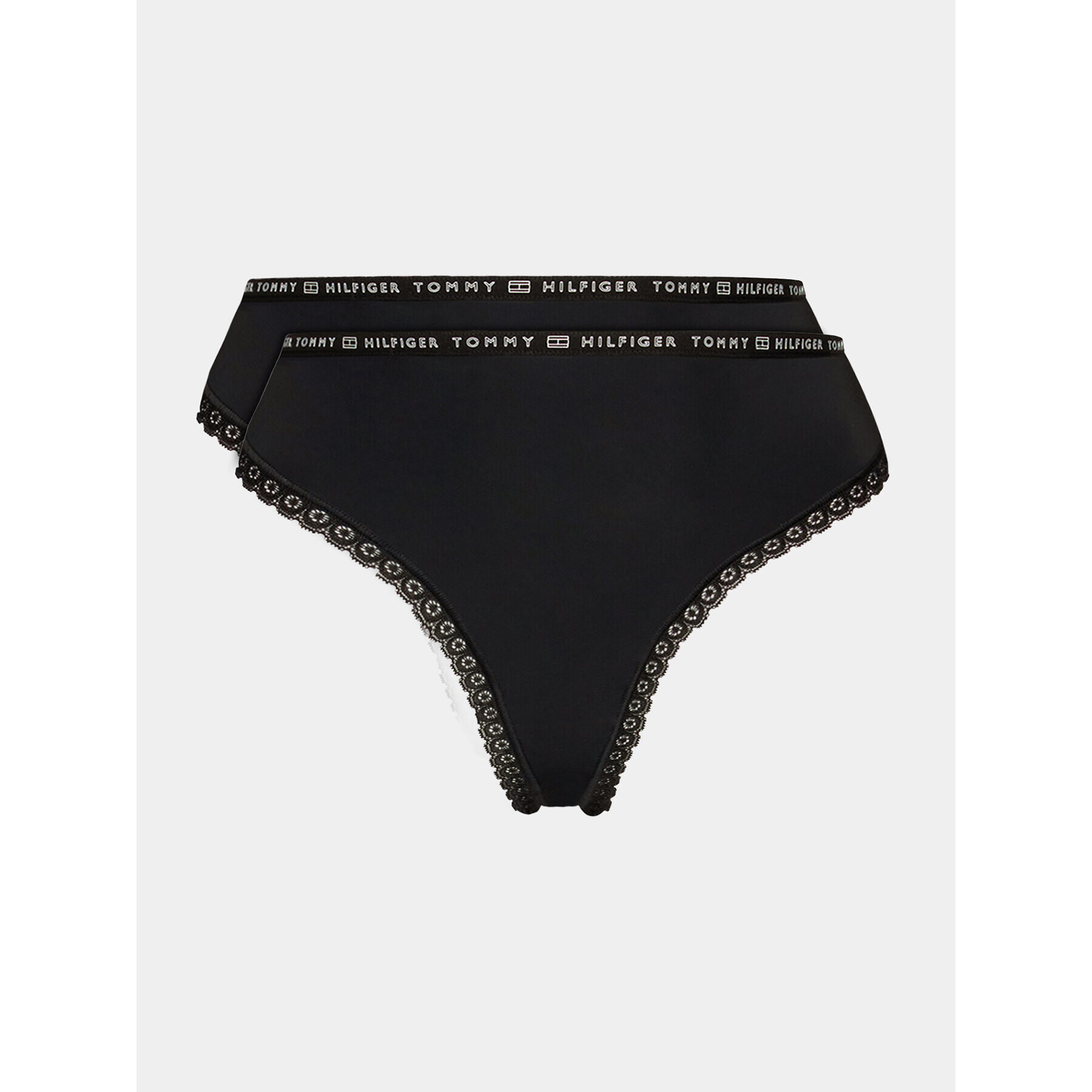 Tommy Hilfiger Set 3 perechi de chiloți tanga 3p UW0UW02824 Negru - Pled.ro